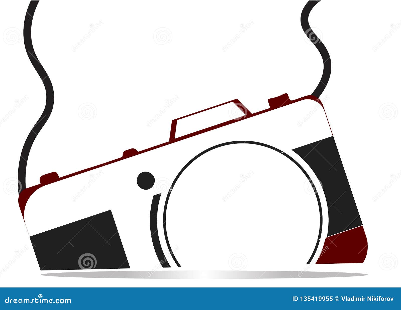 Icon of Black and Red Camera on a White Stock Vector Illustration of communication, logo