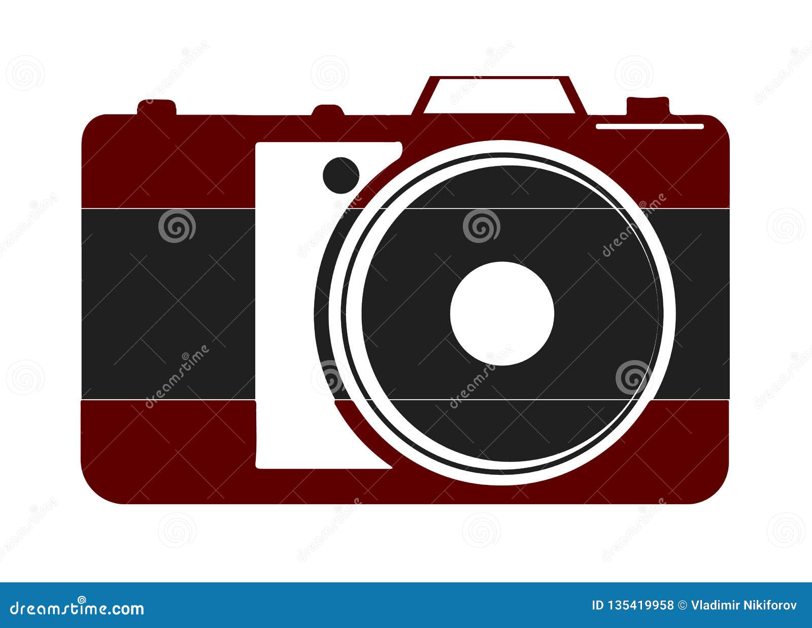 Icon of Black and Red Camera on a White Stock Vector Illustration of outline, light 135419958