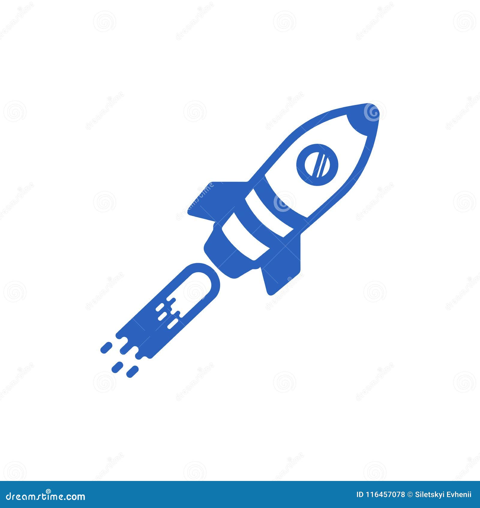 Icon of a Blue Rocket on a White Background Stock Illustration