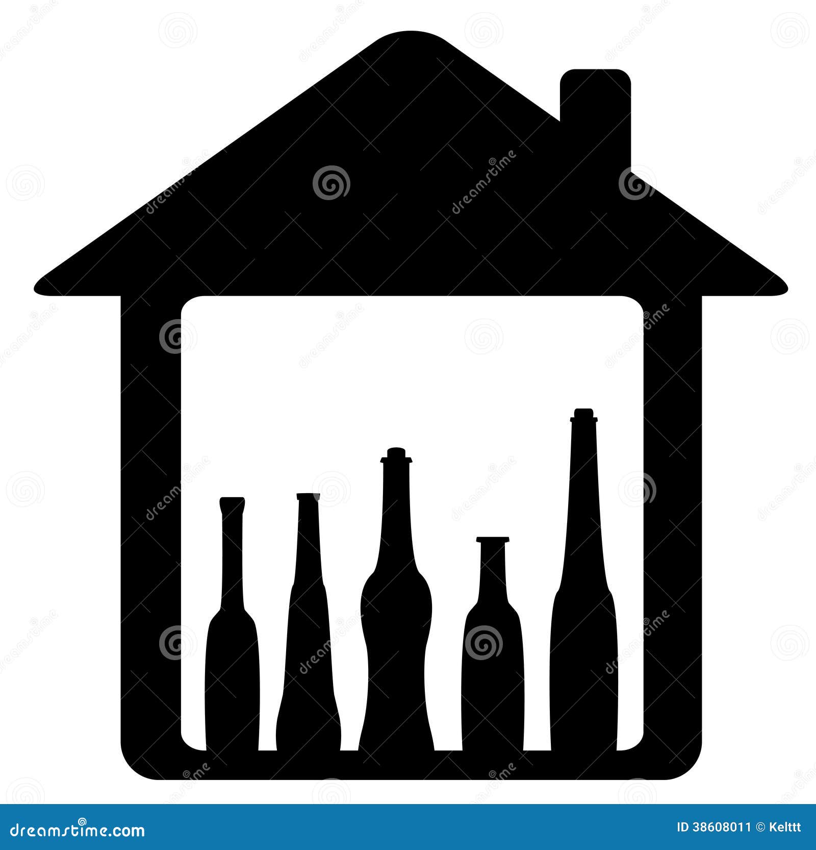 Icon with bottle in home stock vector. Illustration of deposit 38608011