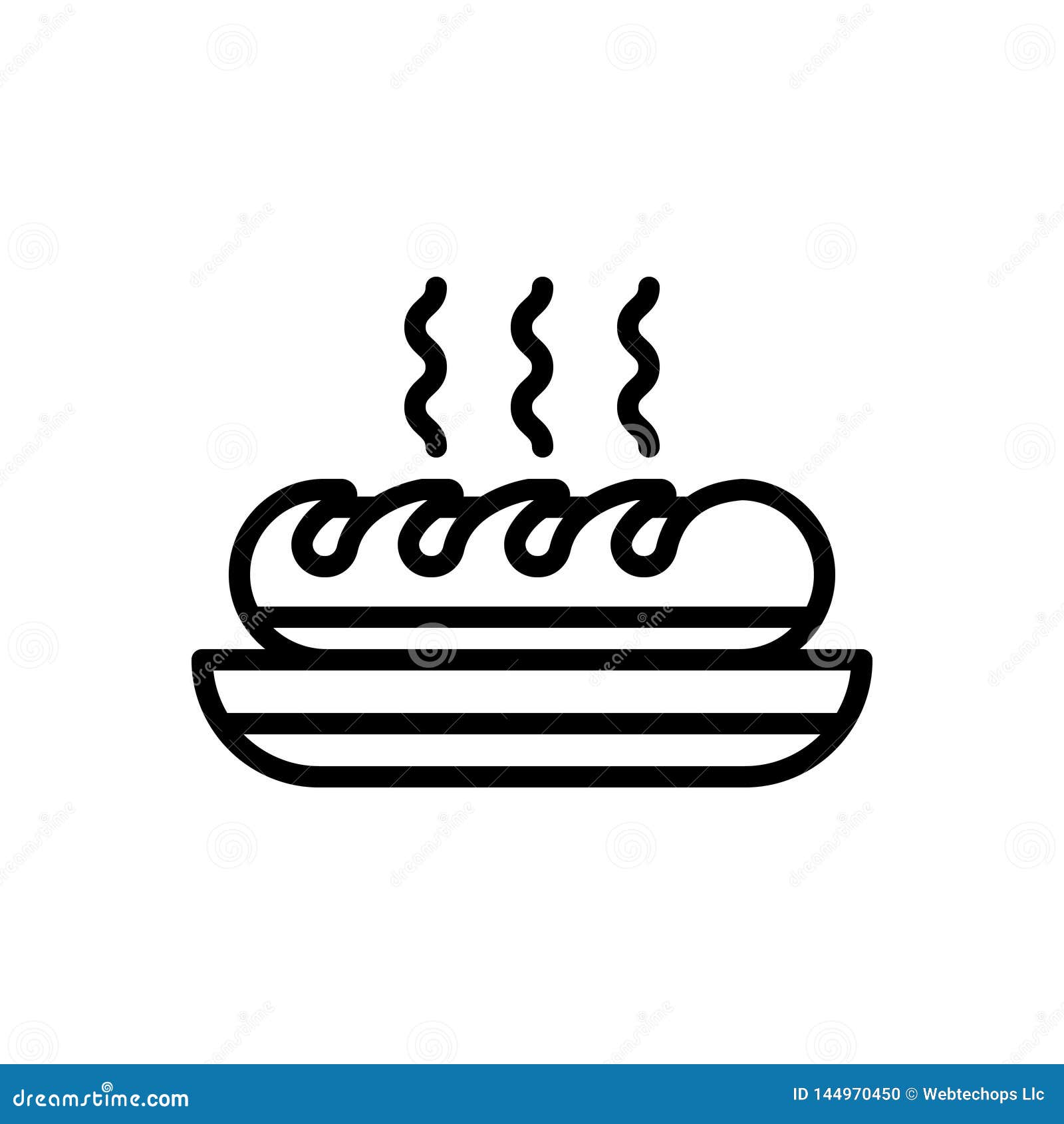 black line icon for bread, food and comestible