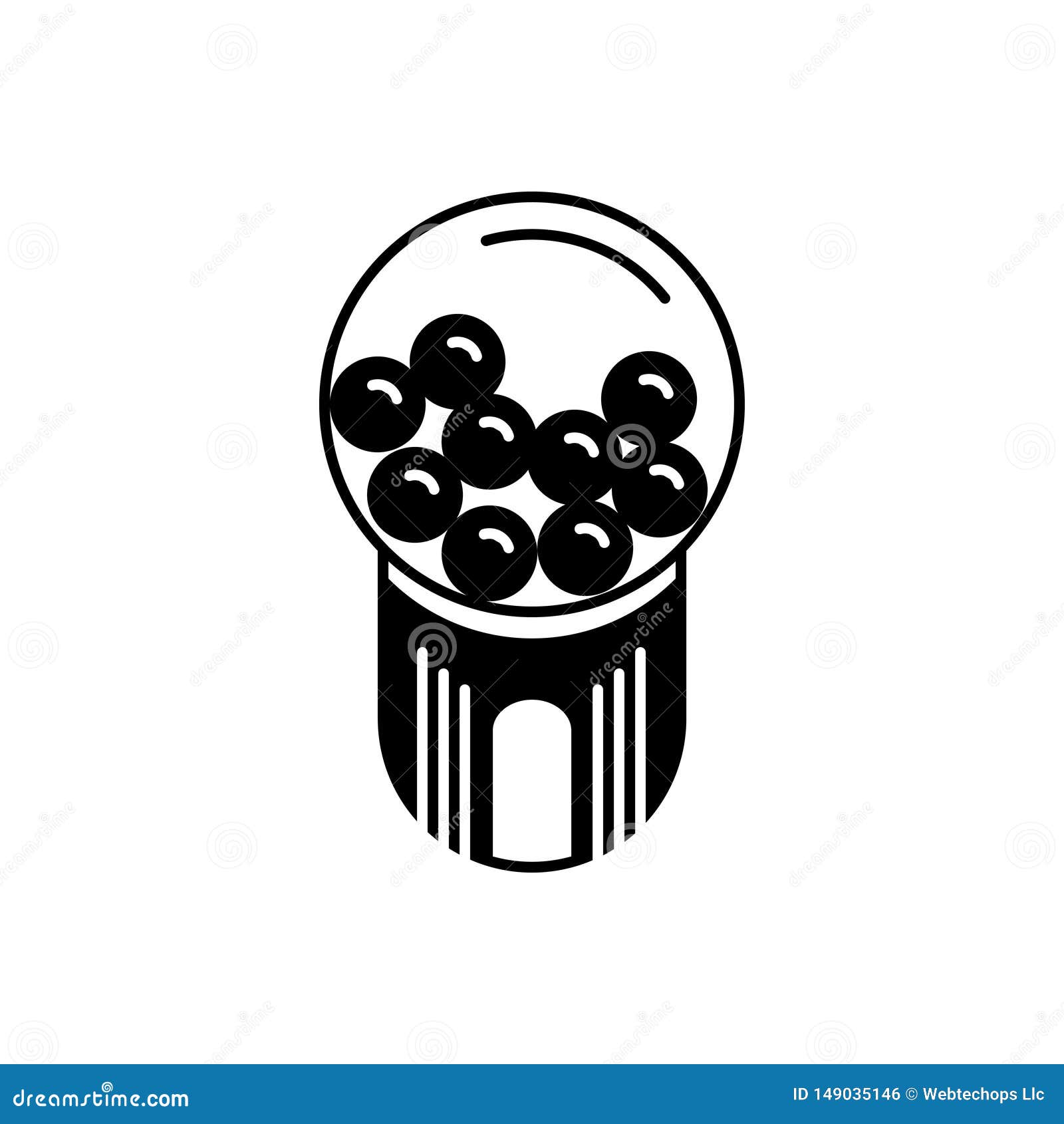 Black Solid Icon for Bubble Gum Machine, Candy and Machine Stock