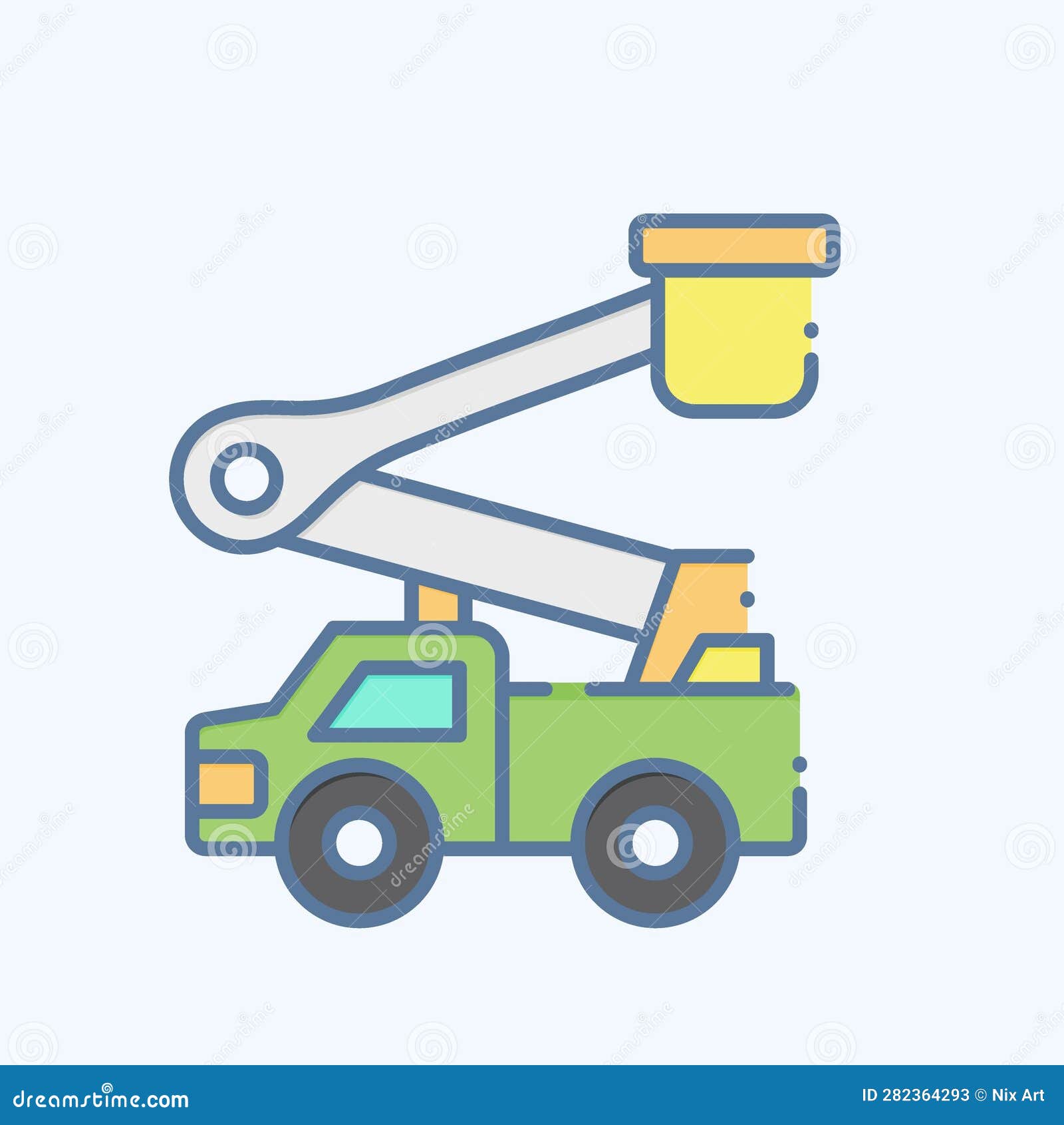 icon bucket truck. related to construction vehicles . doodle style. simple  editable. simple 