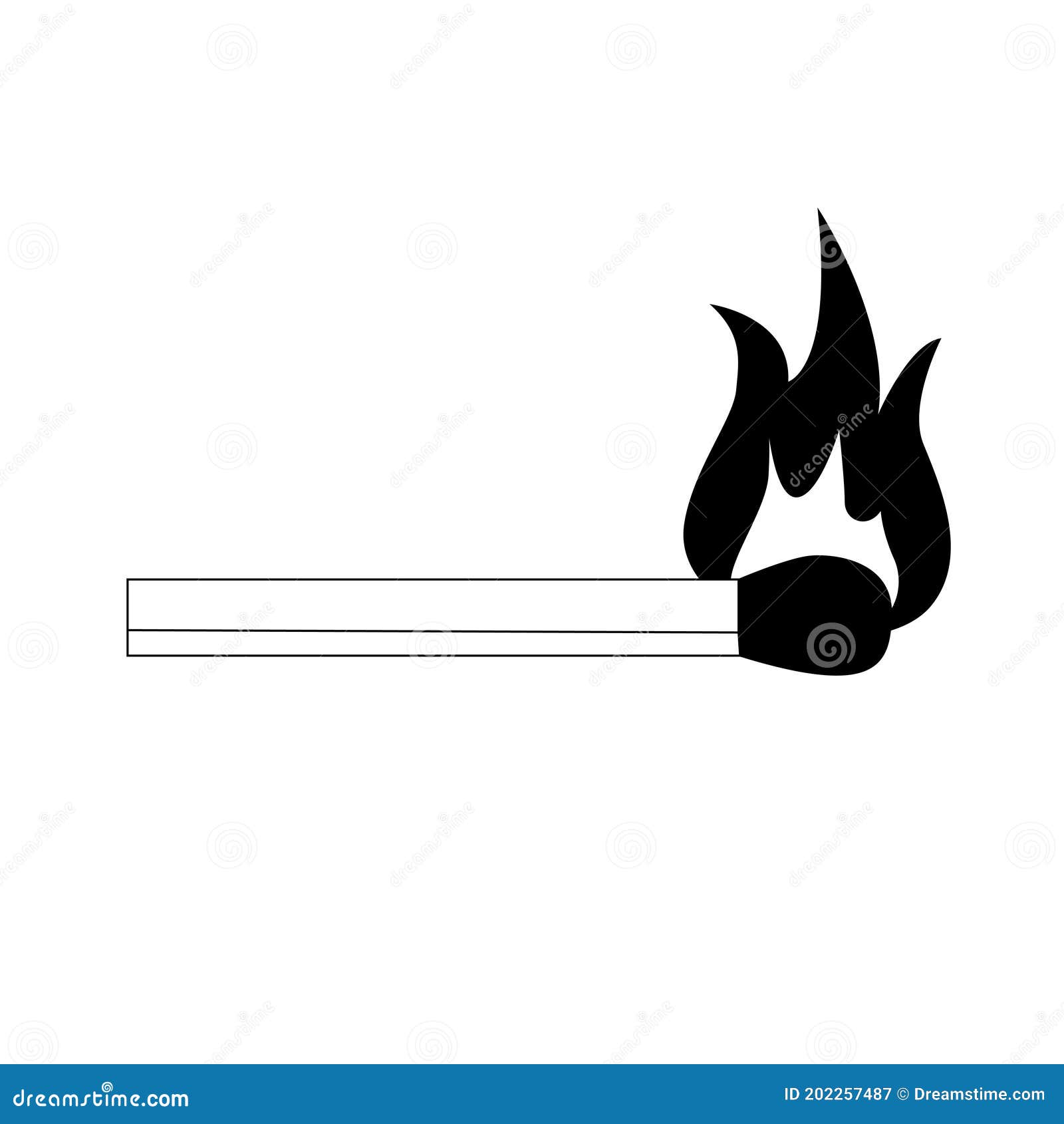Icon of a Burning Match.black and White Icon Stock Vector
