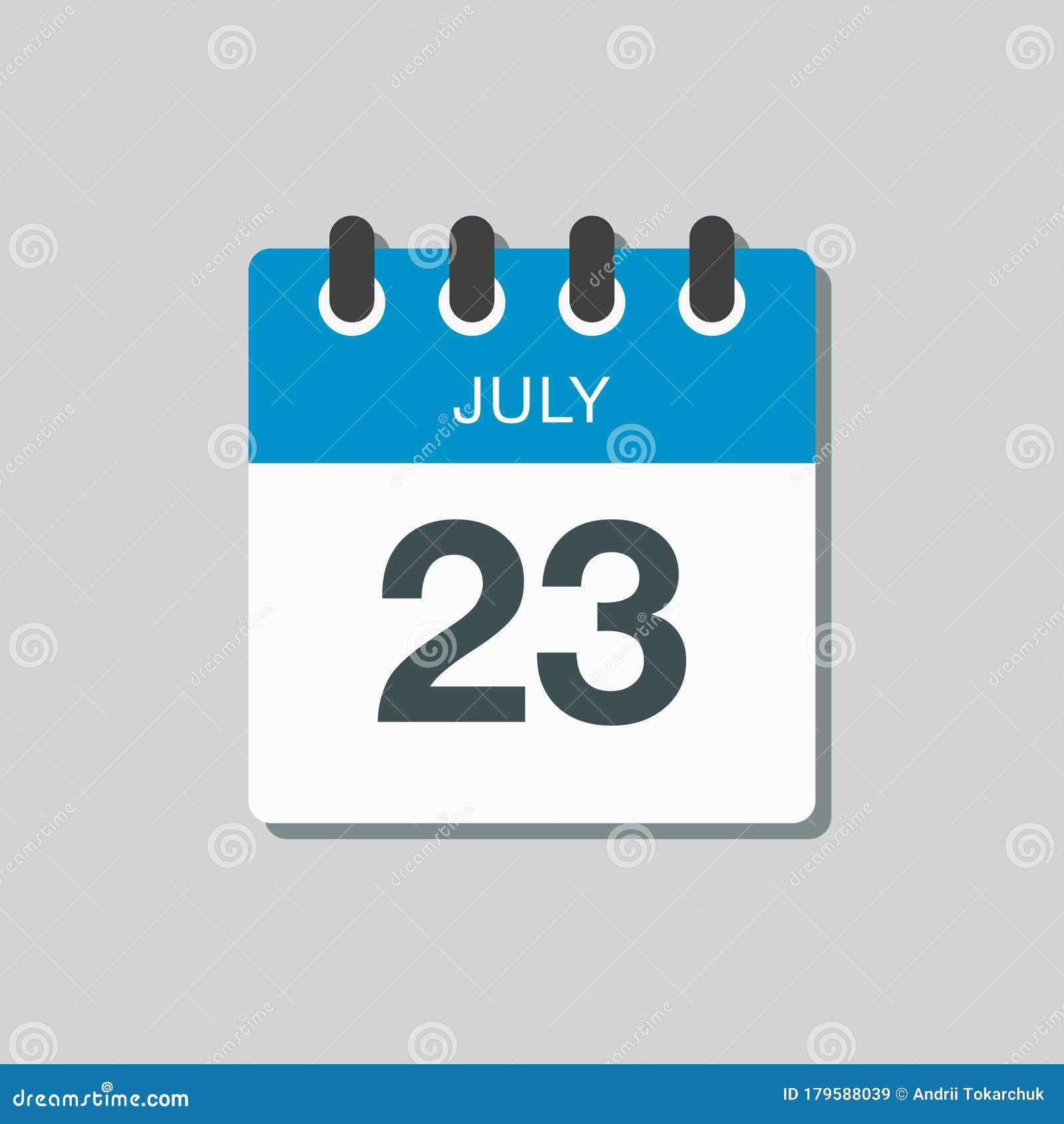 icon calendar day 23 july, summer days of the year