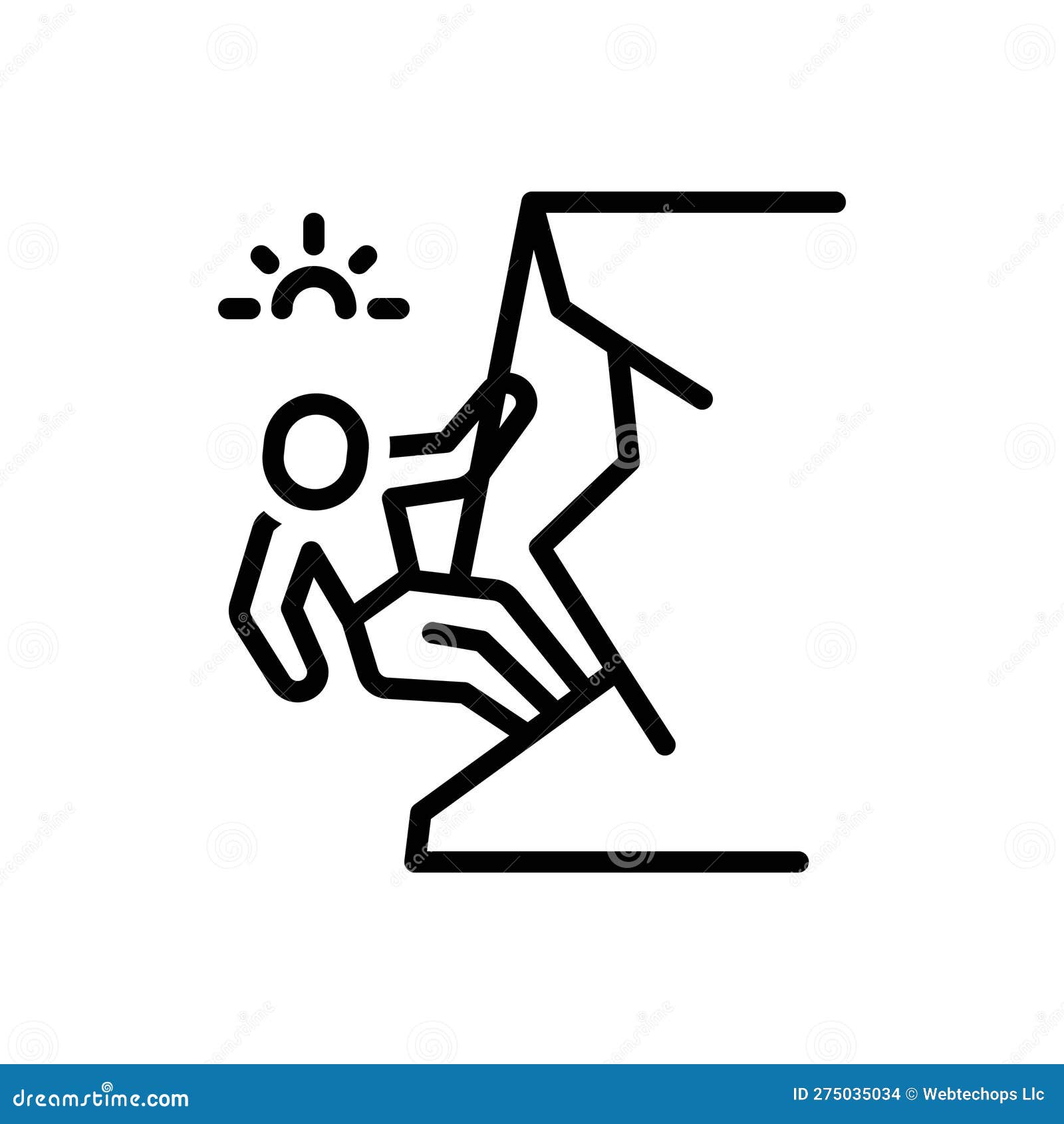 Black Line Icon for Climbing, Rappelling and Rock Stock Vector