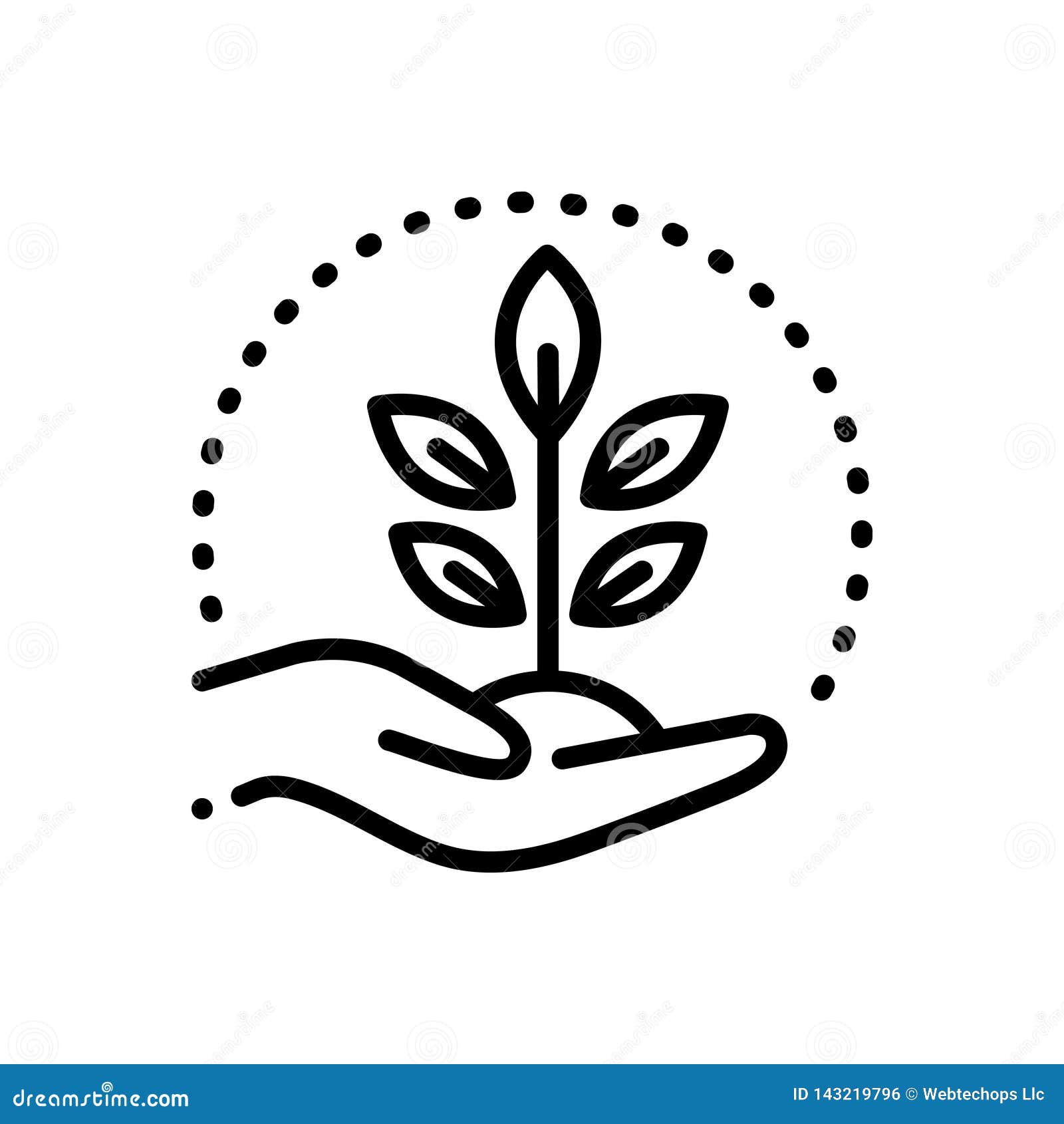 black line icon for conserving, protection and grow