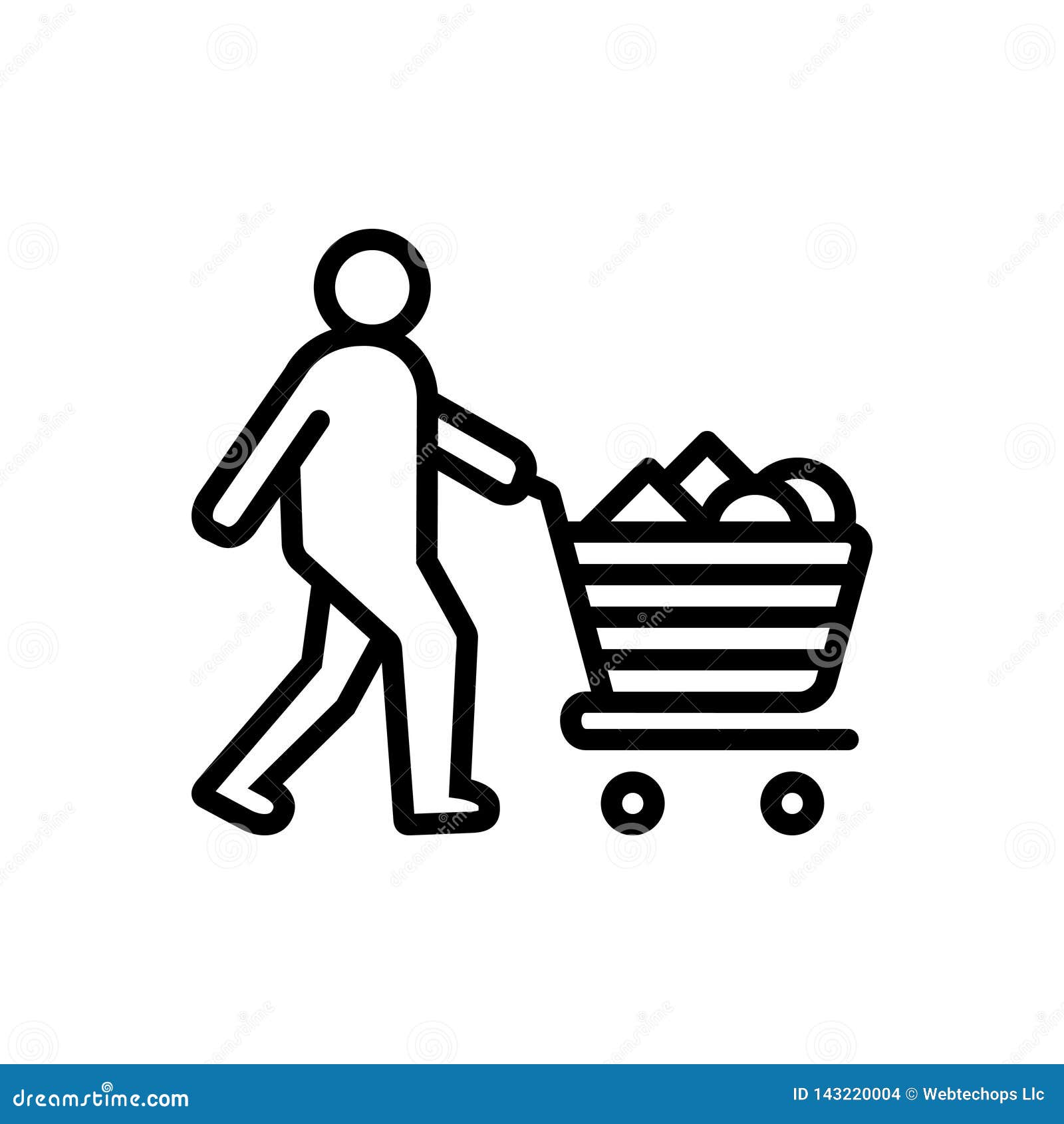 black line icon for consumable, acquisition and cart