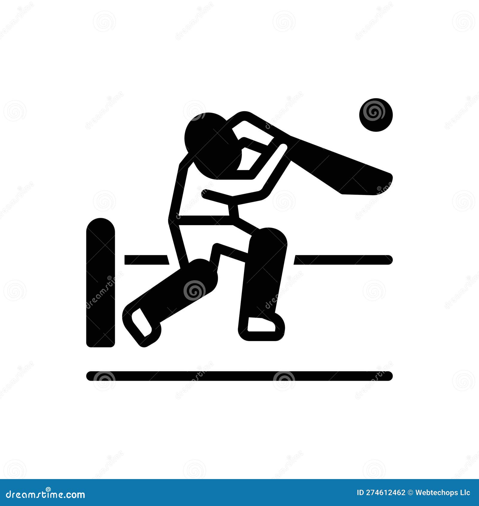Black Solid Icon for Cricket, Batsman and Player Stock Vector Illustration of symbol, league