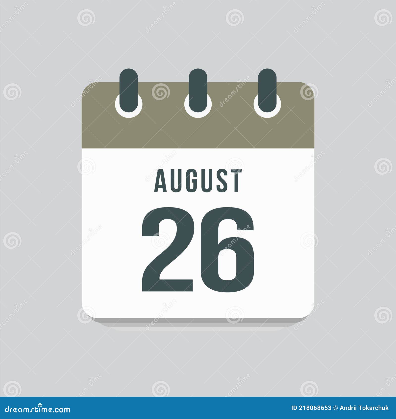Icon Day Date 26 August, Template Calendar Page Stock Vector - Illustration of isolated, icon: 218068653