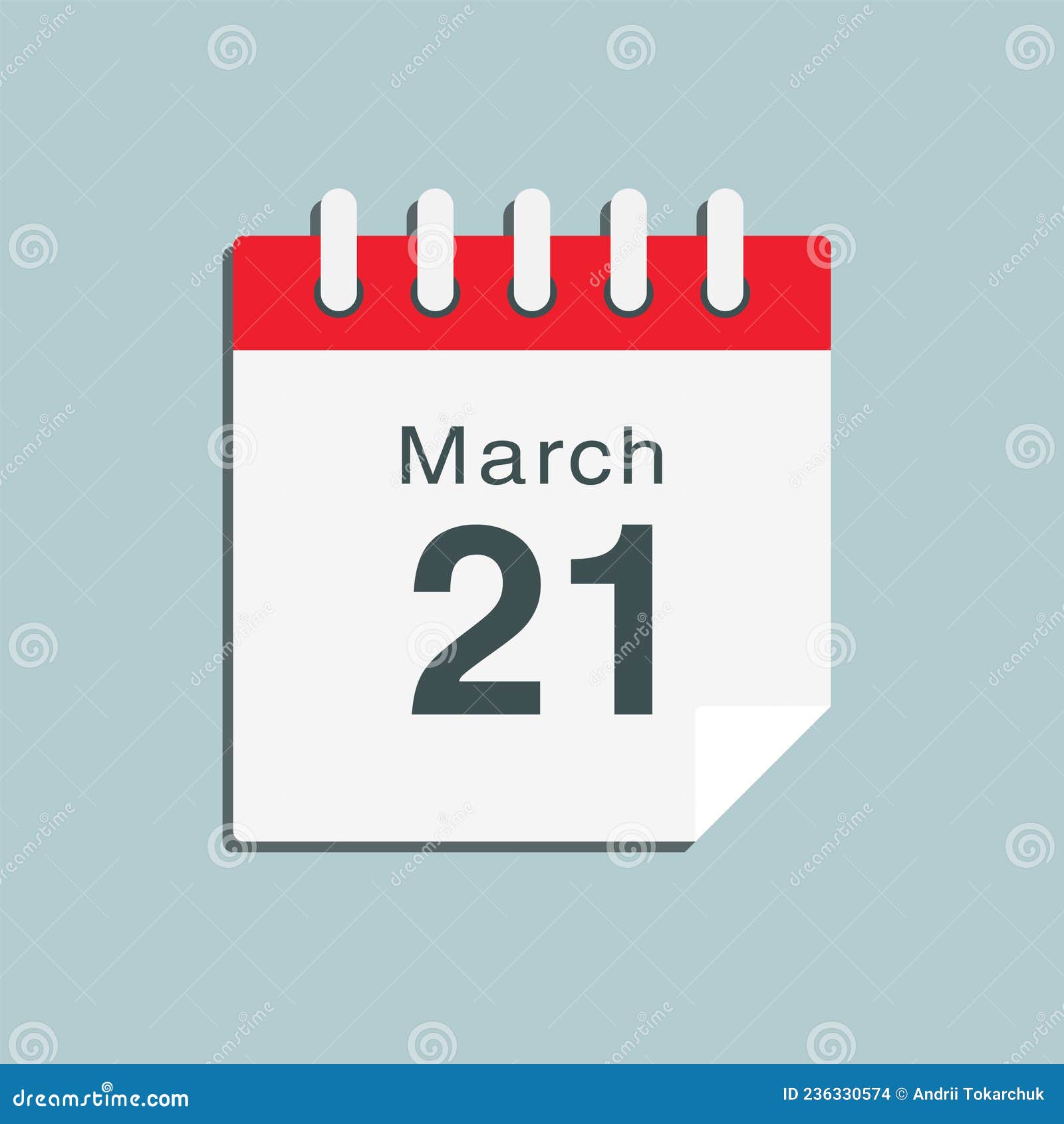 Icon Day Date 21 March, Template Calendar Page Stock Vector - Illustration  of days, icon: 236330574