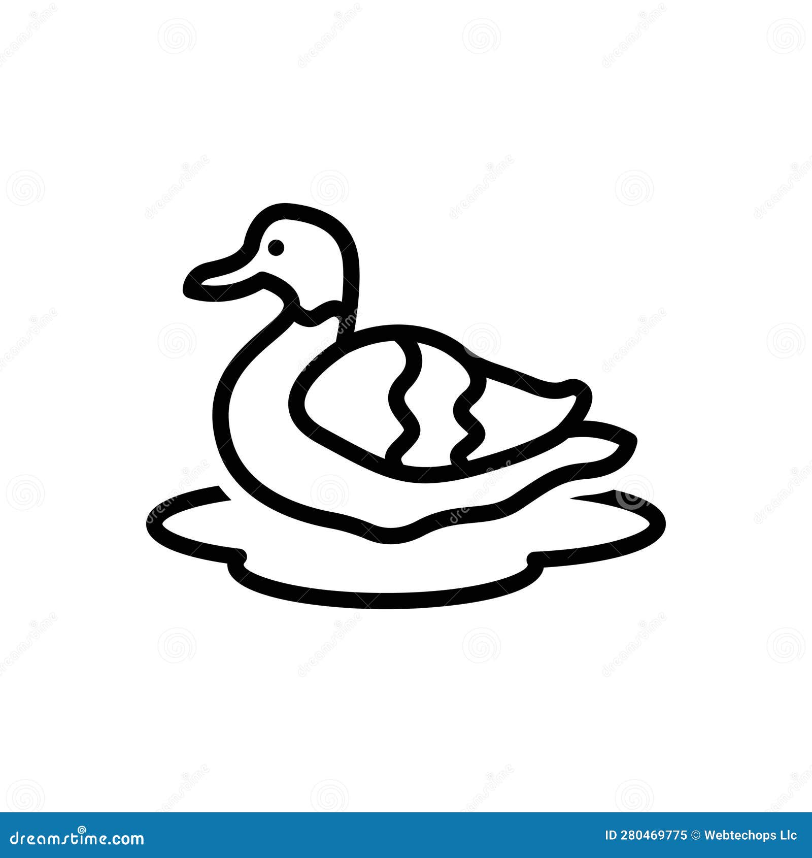 Black Line Icon for Duck, Lake and Animal Stock Vector Illustration of black, bird 280469775
