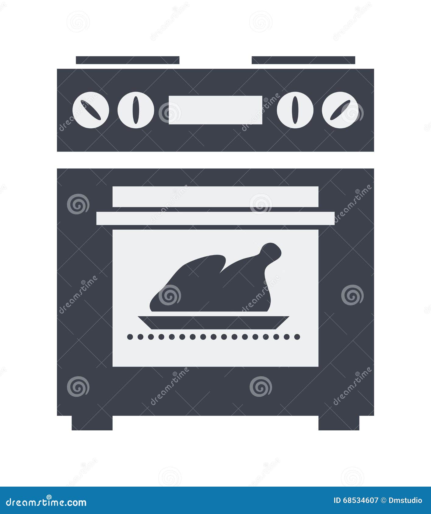 Icon of Electric Oven with Grilled Chicken, Vector Stock Vector