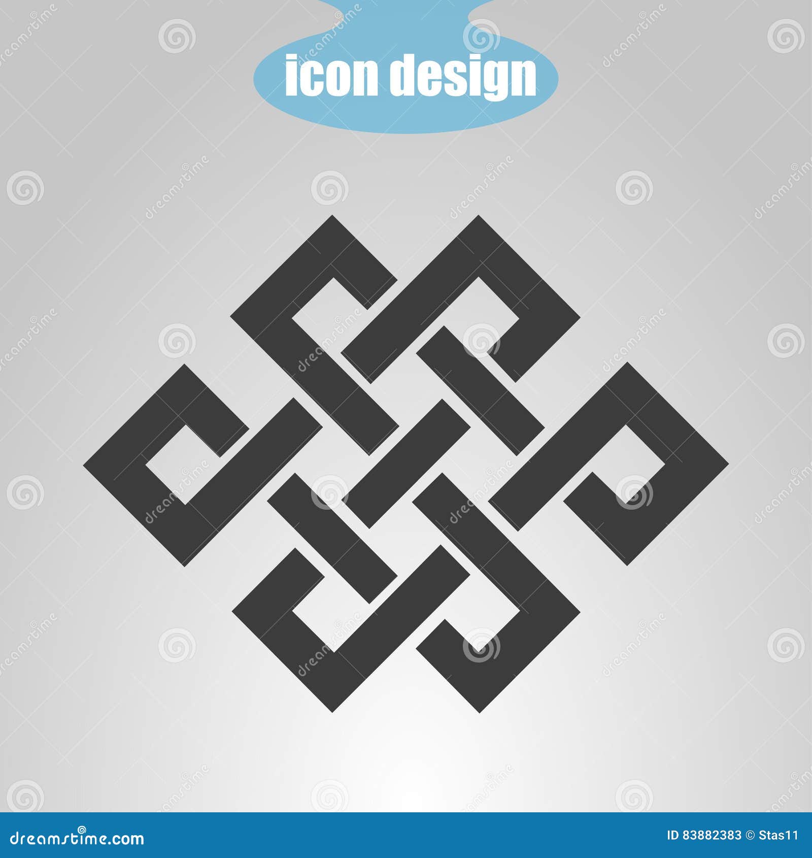 icon endless knot on a gray background.  . buddhist 