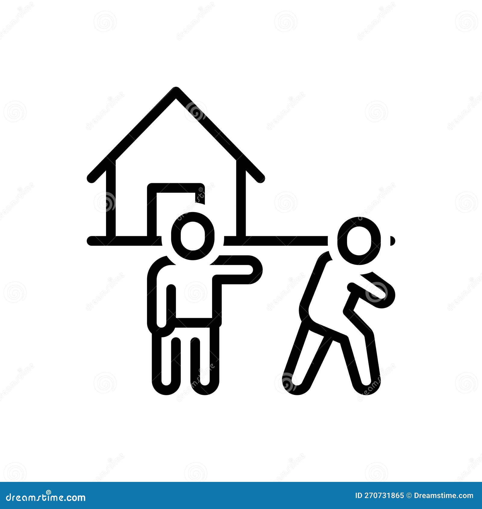 black line icon for exclude, ostracize and house