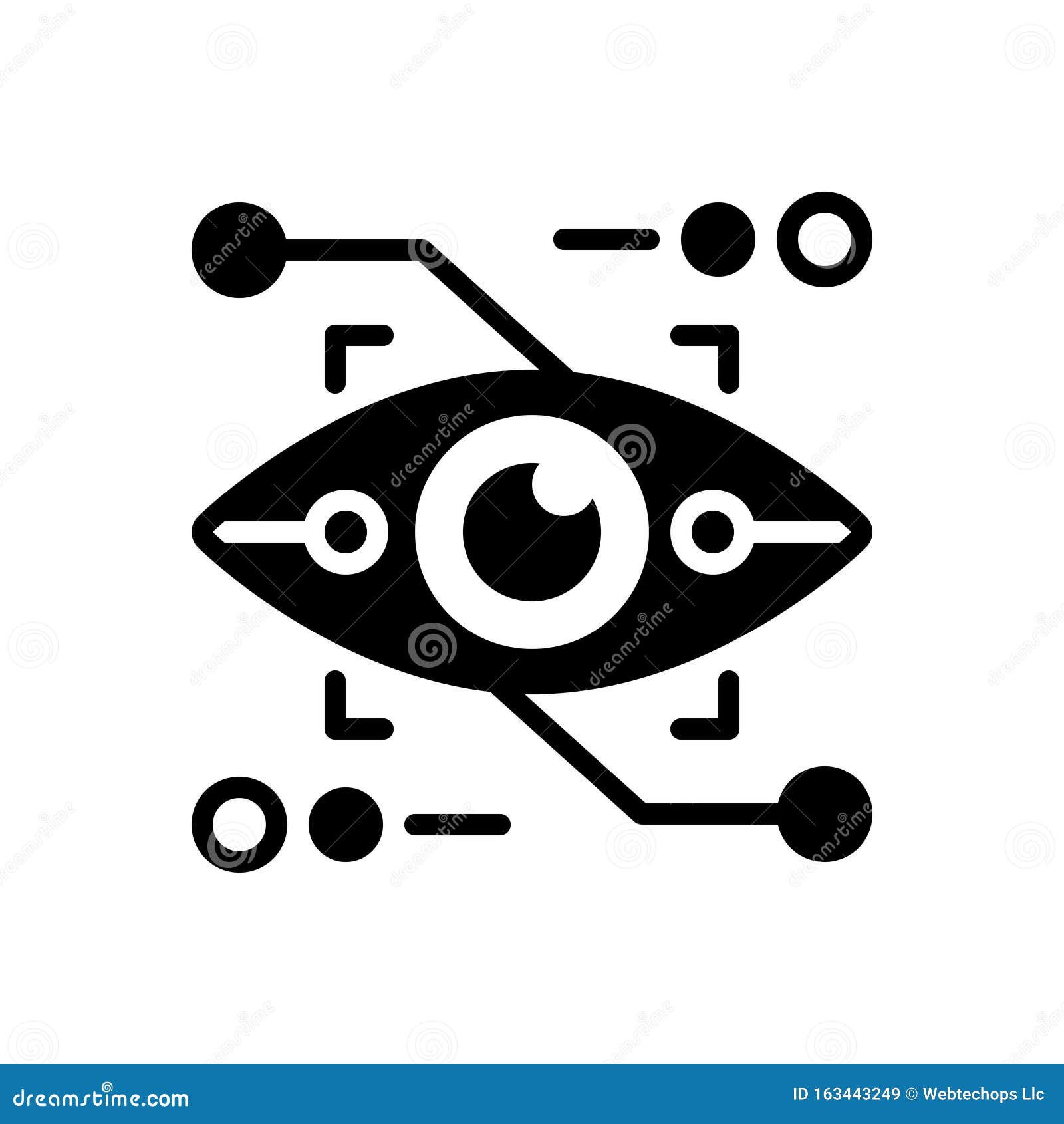 black solid icon for eyetap augmentation, gadget and reality