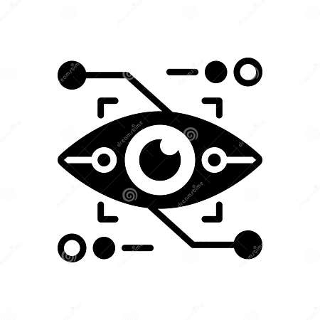 Black Solid Icon for Eyetap Augmentation, Gadget and Reality Stock