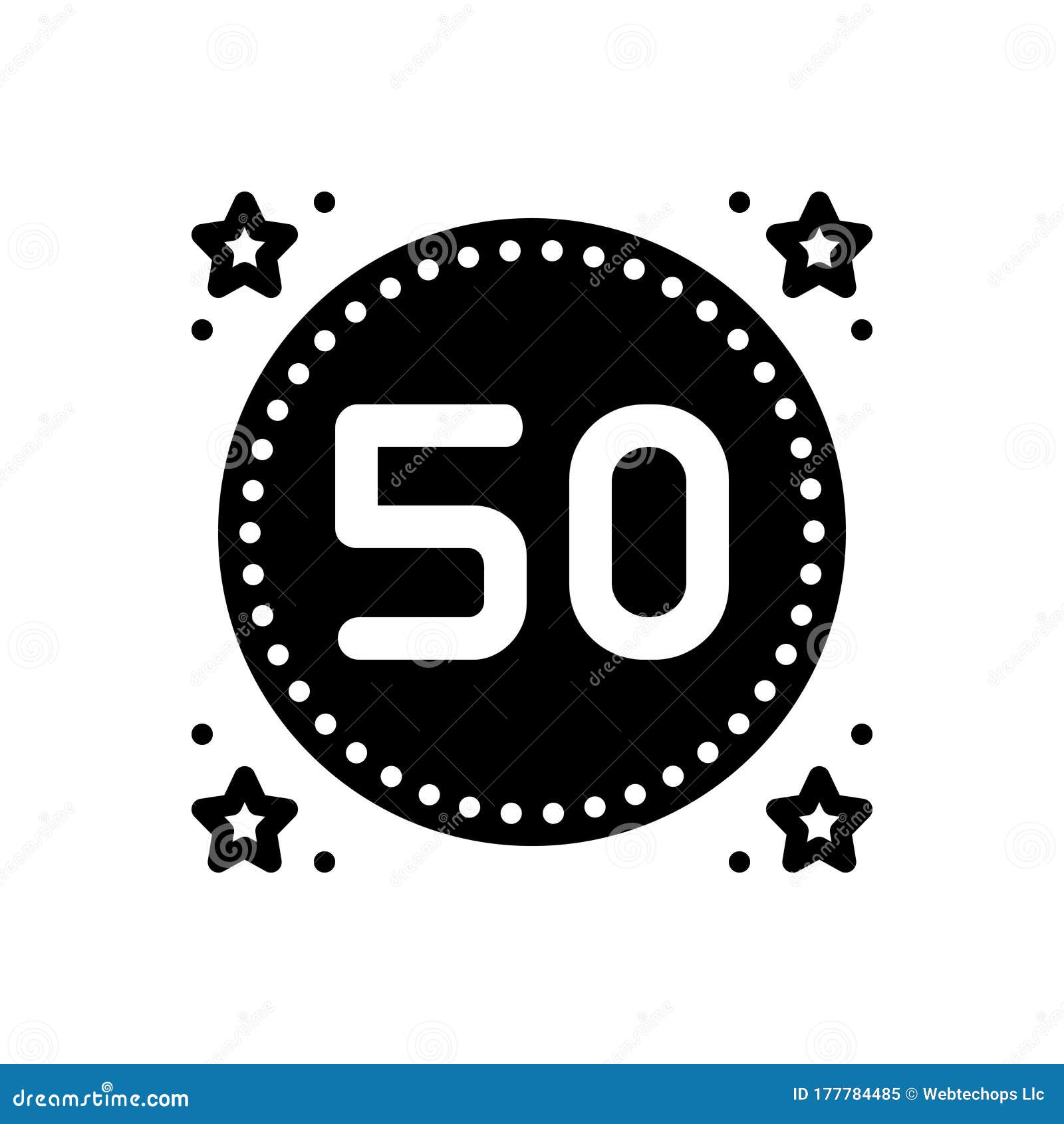 Black Solid Icon for Fifty, Date and Number Stock Vector - Illustration ...