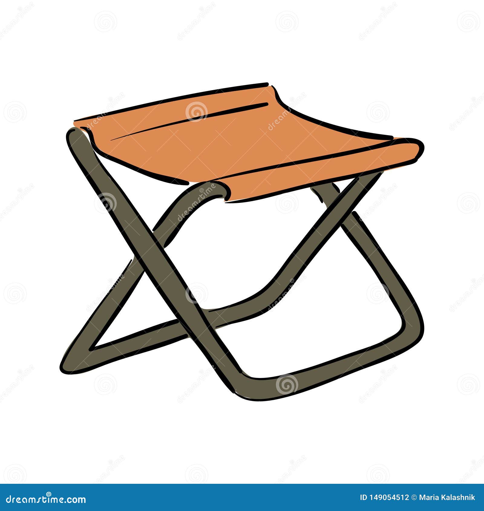 Icon of Fishing Folding Chair. White Background with Shadow Design