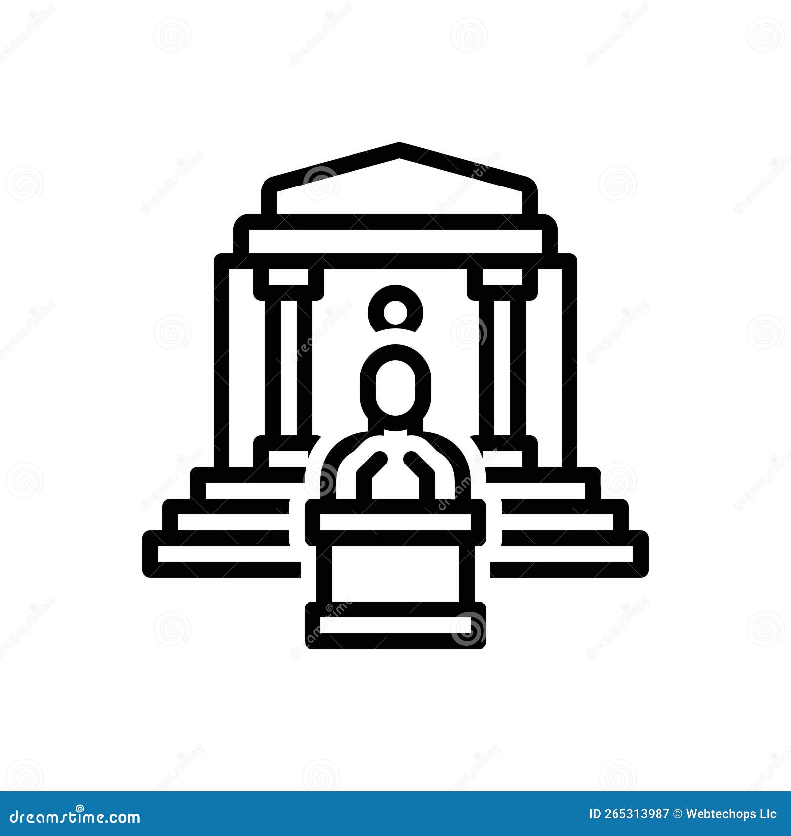 black line icon for governing, temple and law