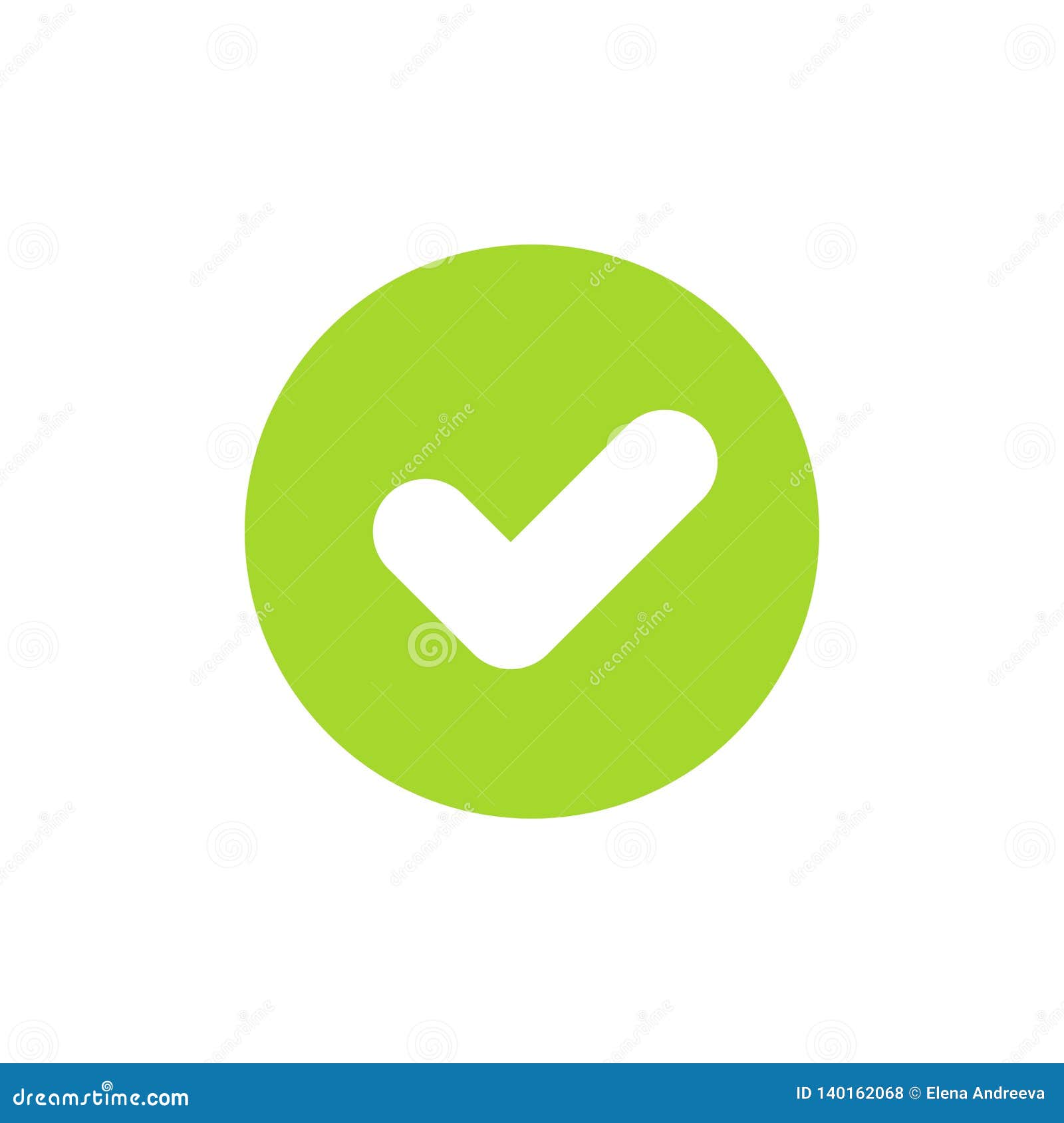 Icon of Green Check Mark or Tick for Ok or Accept Concept. Flat Style ...