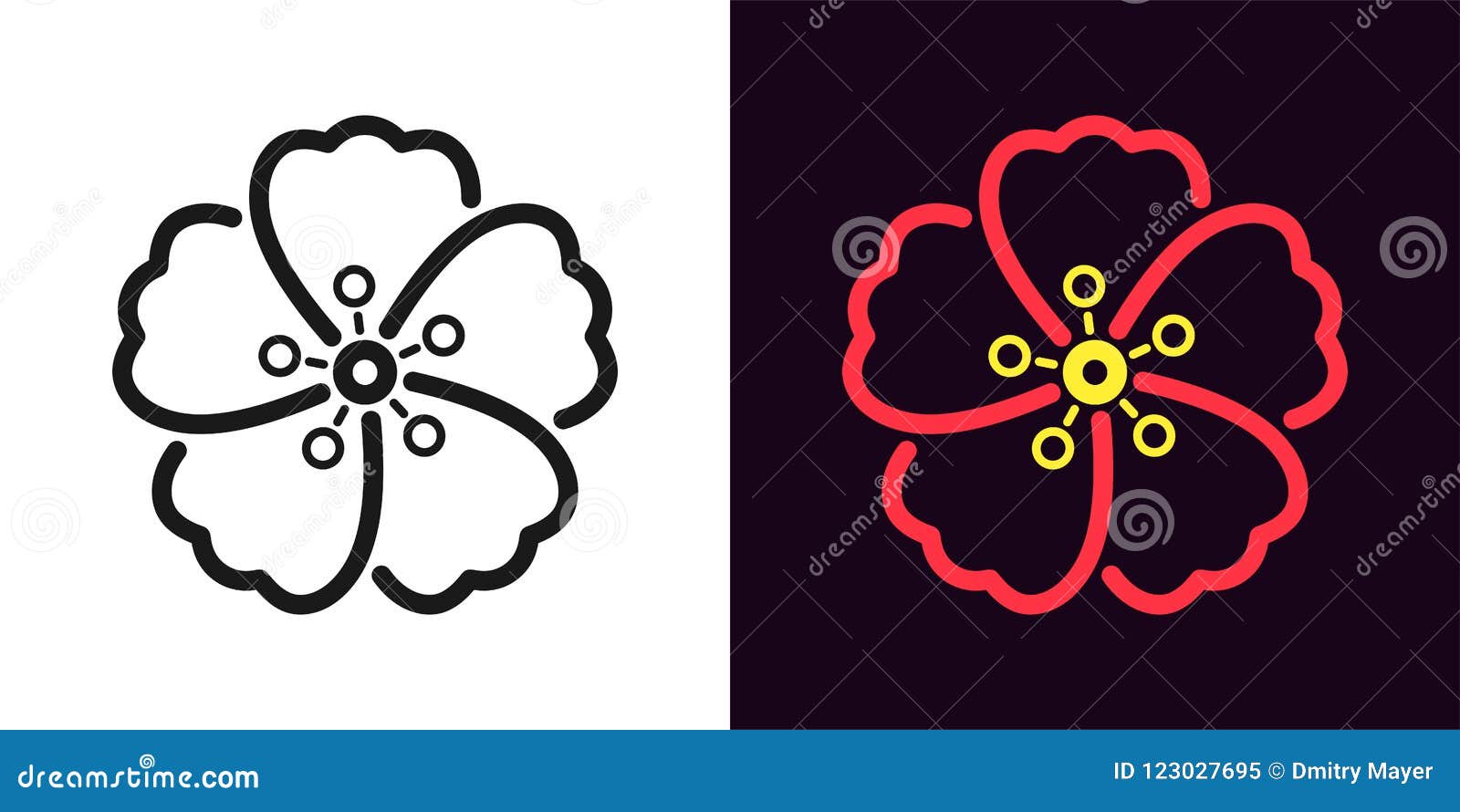 Download Icon Of Hawaiian Flower In Outline Style Stock Vector ...