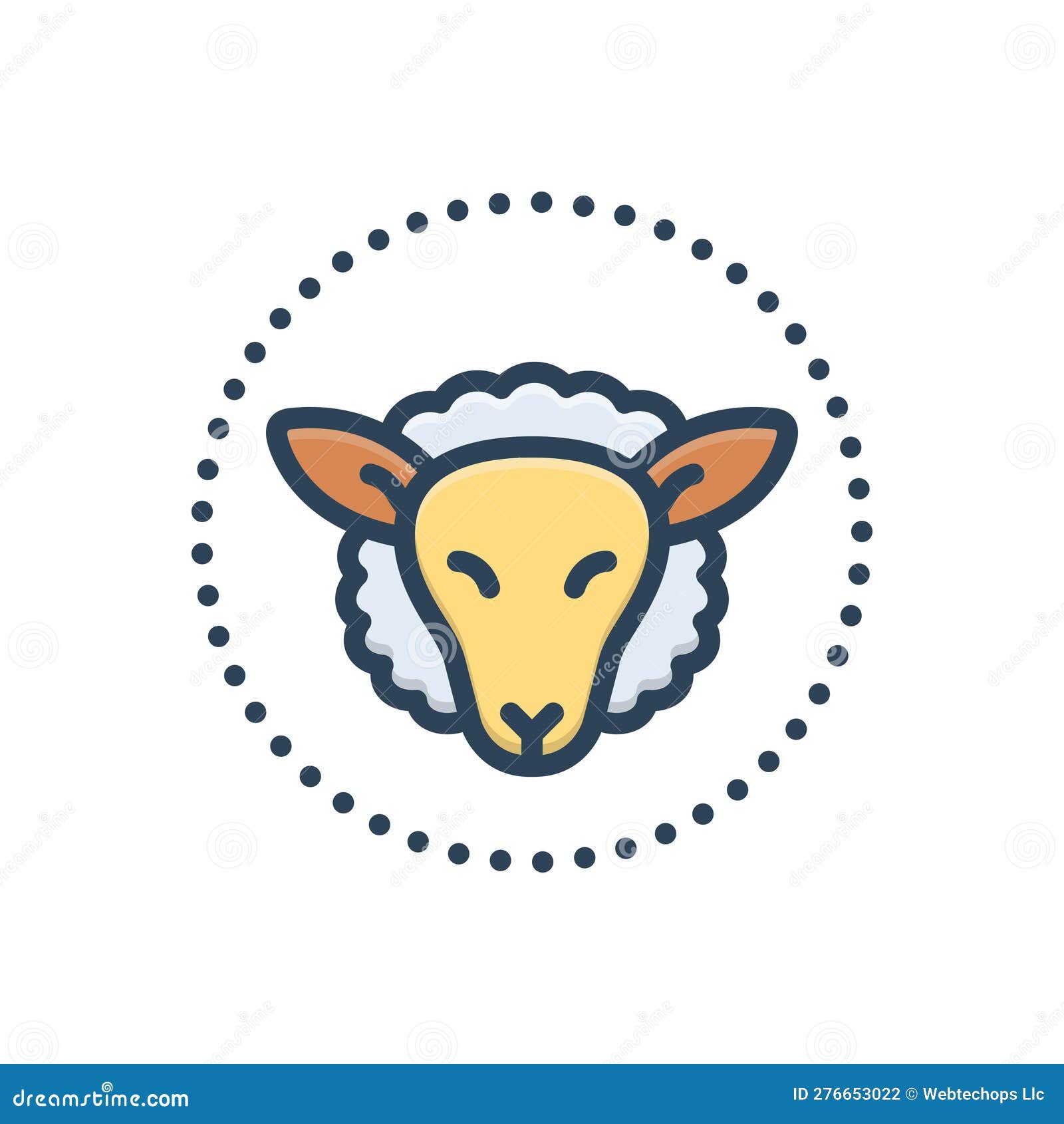 Color Illustration Icon for Head, Sheep and Wool Stock Illustration