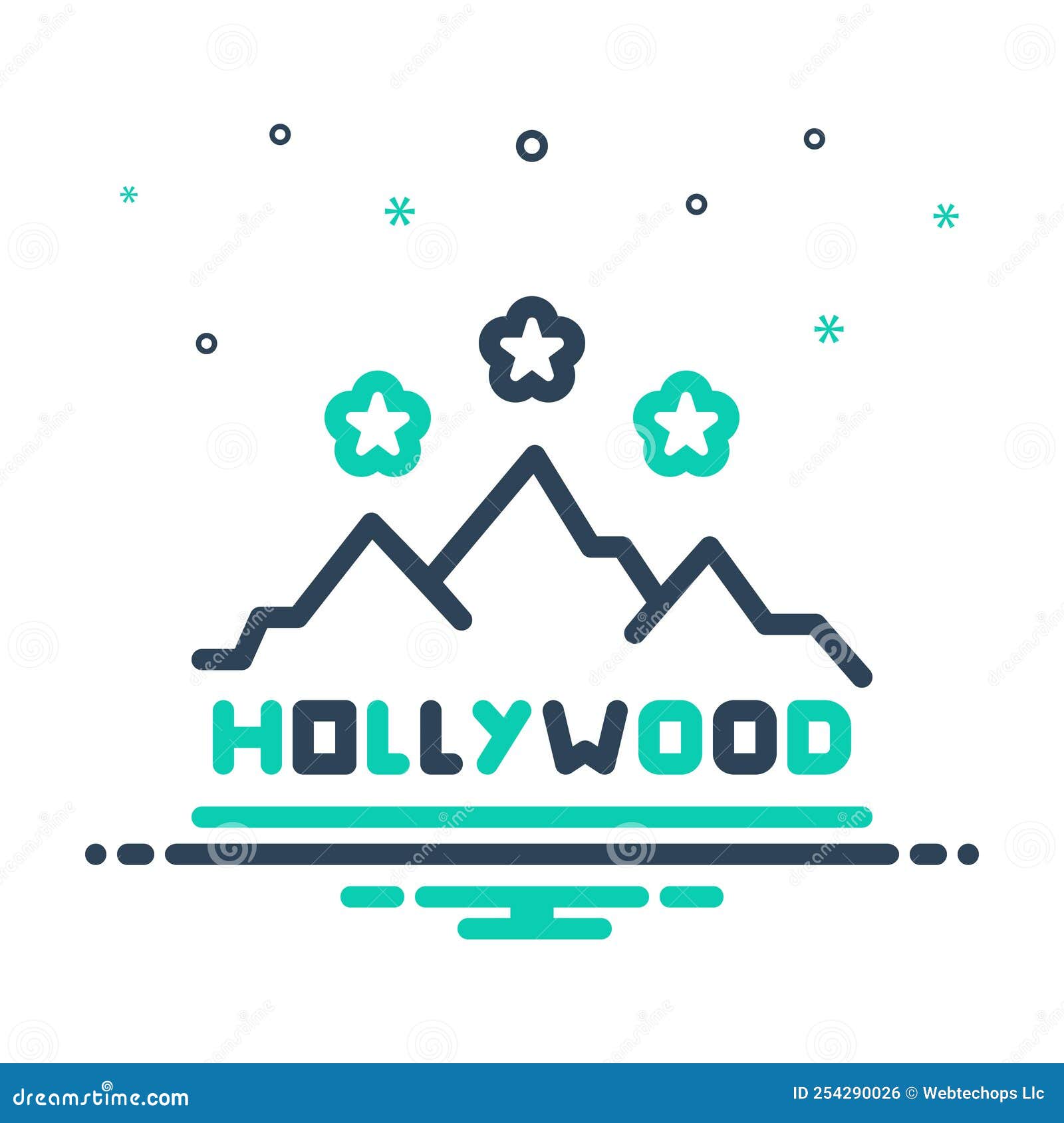 Mix Icon for Hollywood, Movie and Industry Stock Vector Illustration