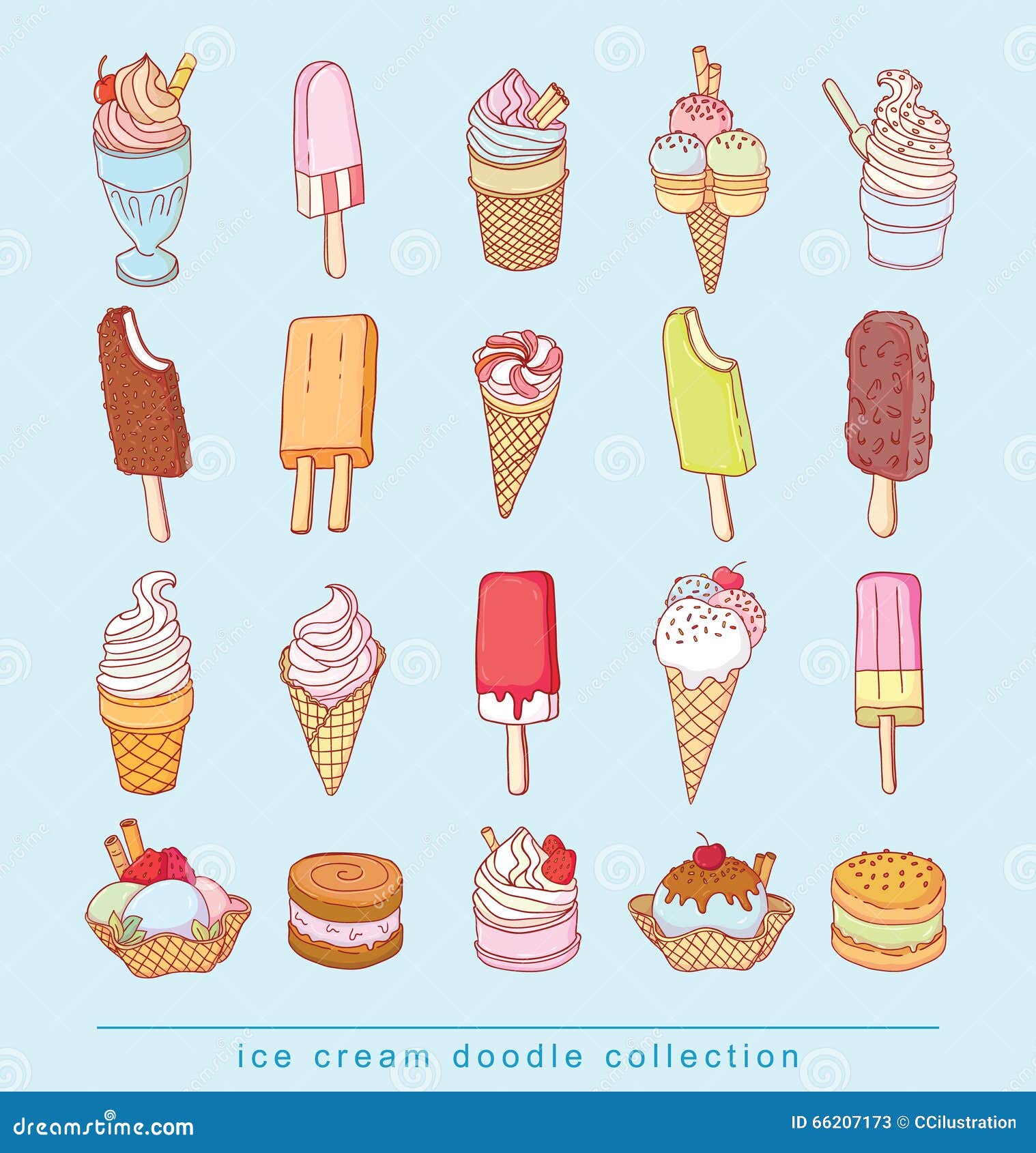 Icon of Ice Cream with Cone, Vector Illustration Stock Vector