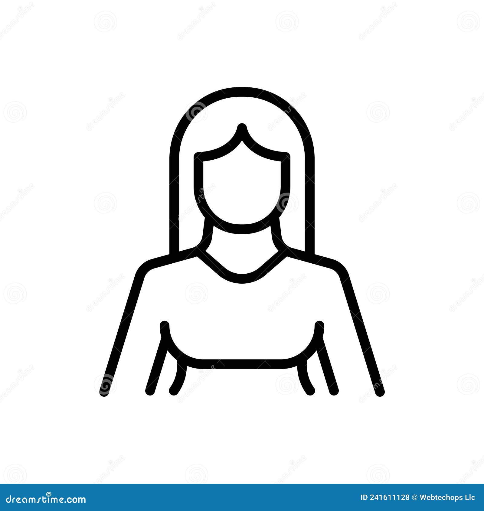 black line icon for lady, female and woman