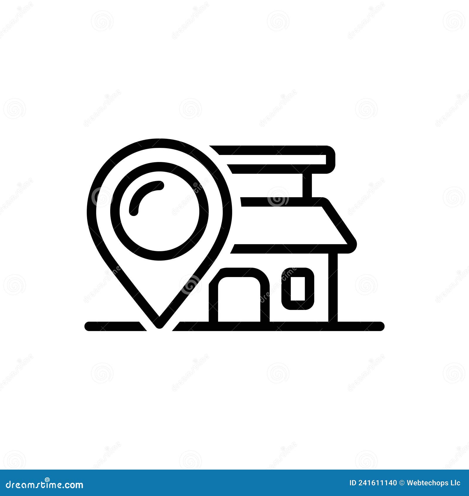 black line icon for locale, place and spot