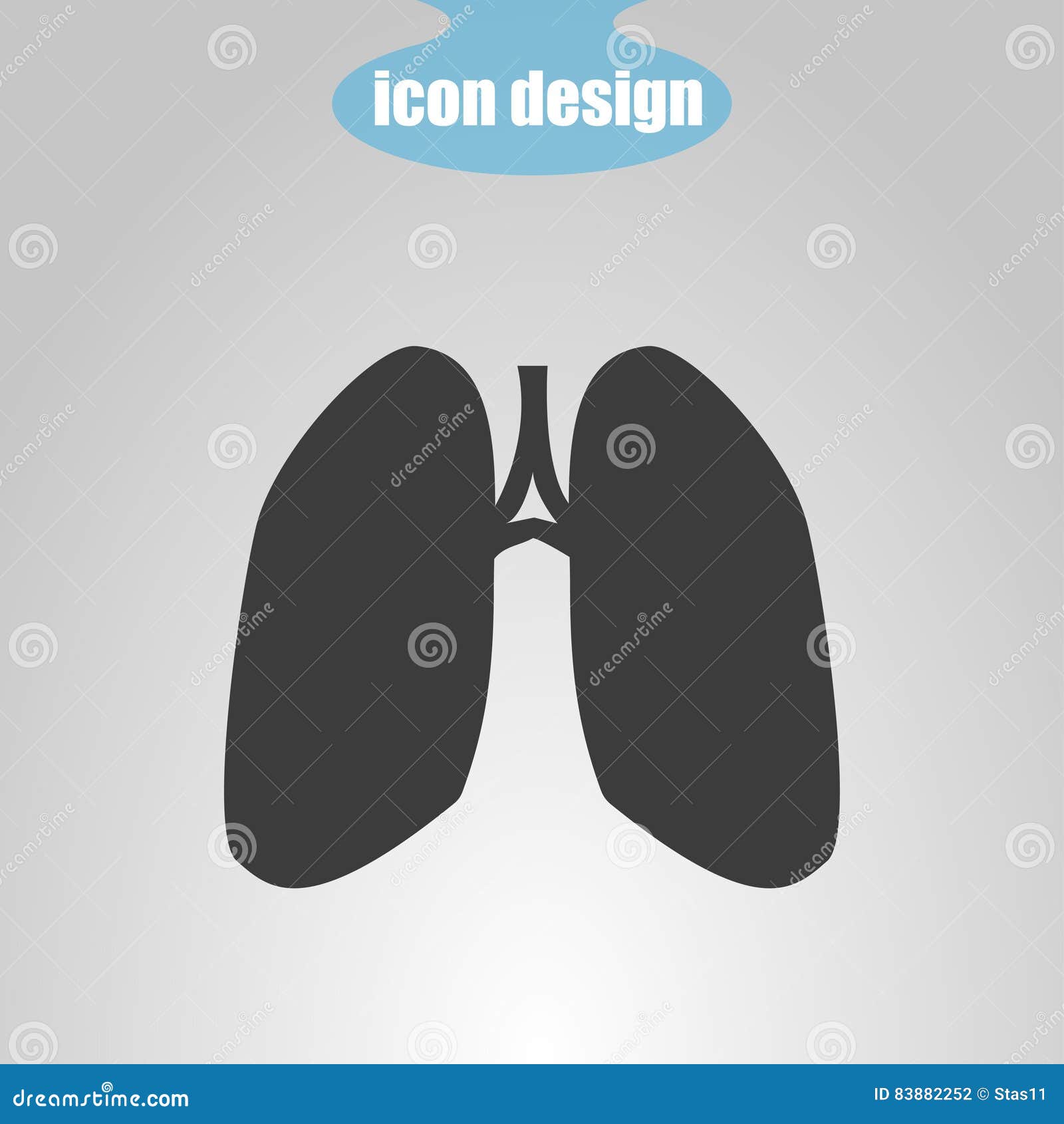 icon of lungs on a gray background.  
