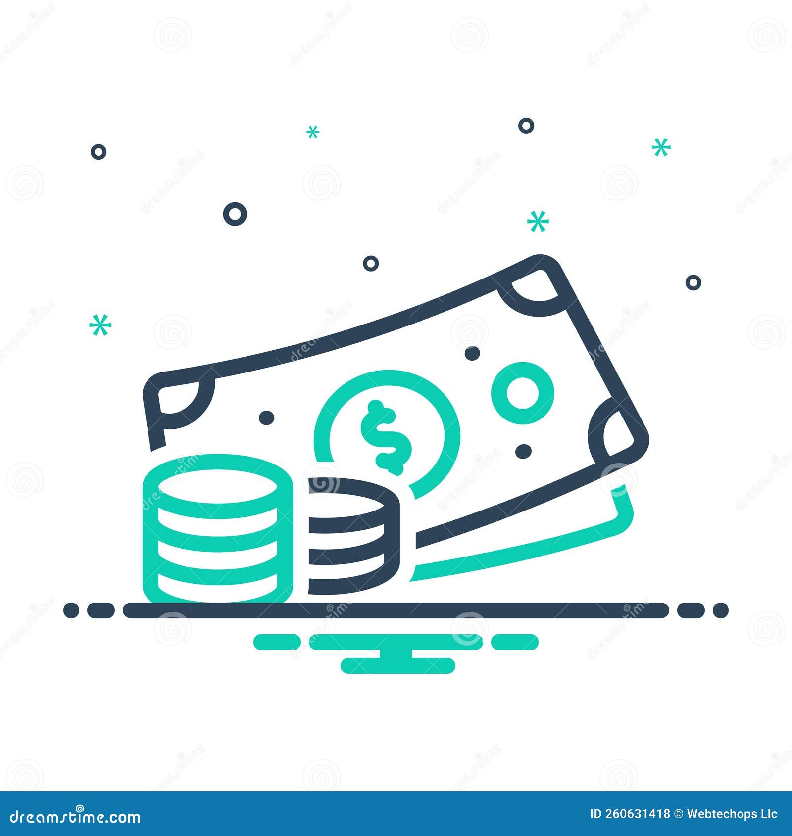 mix icon for monetary, pecuniary and fiscal