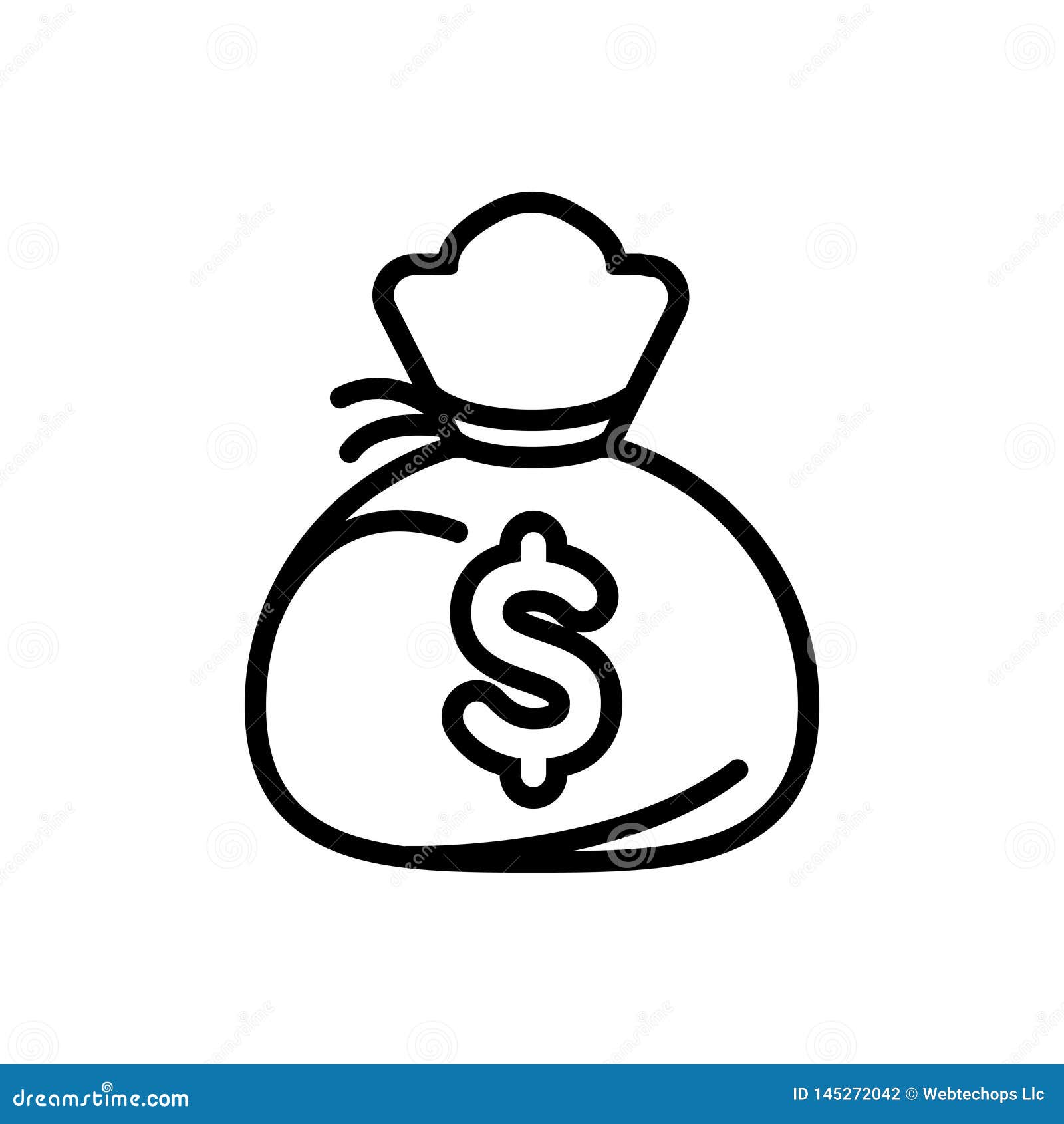 Black Line Icon for Money Bag, Amount and Cash Stock Illustration ...