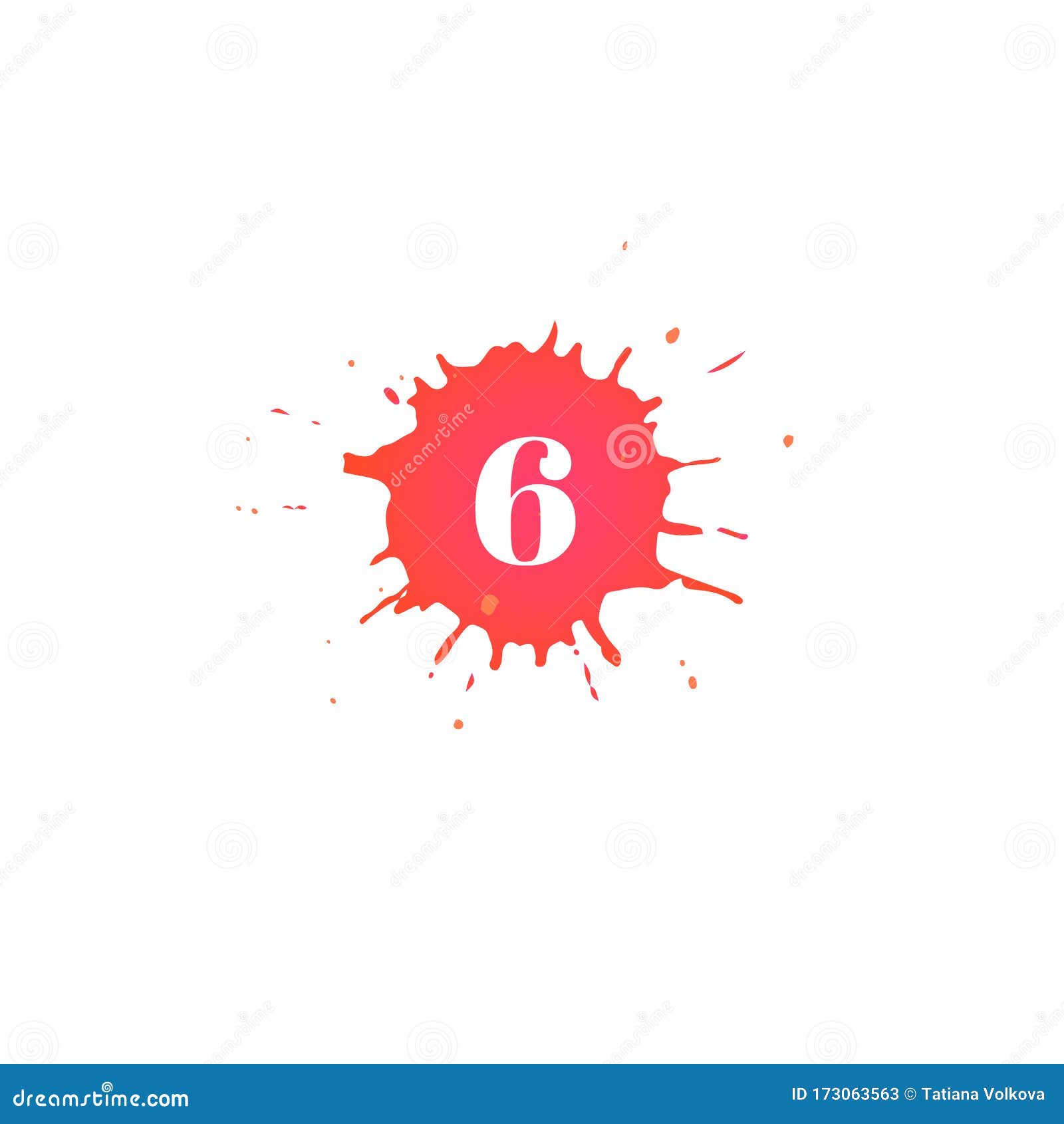 icon with number. hand drawn paint spot