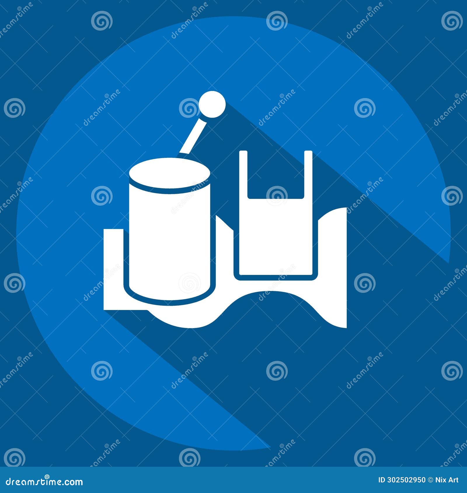 icon ocean. related to plastic pollution . long shadow style. simple  editable. simple 