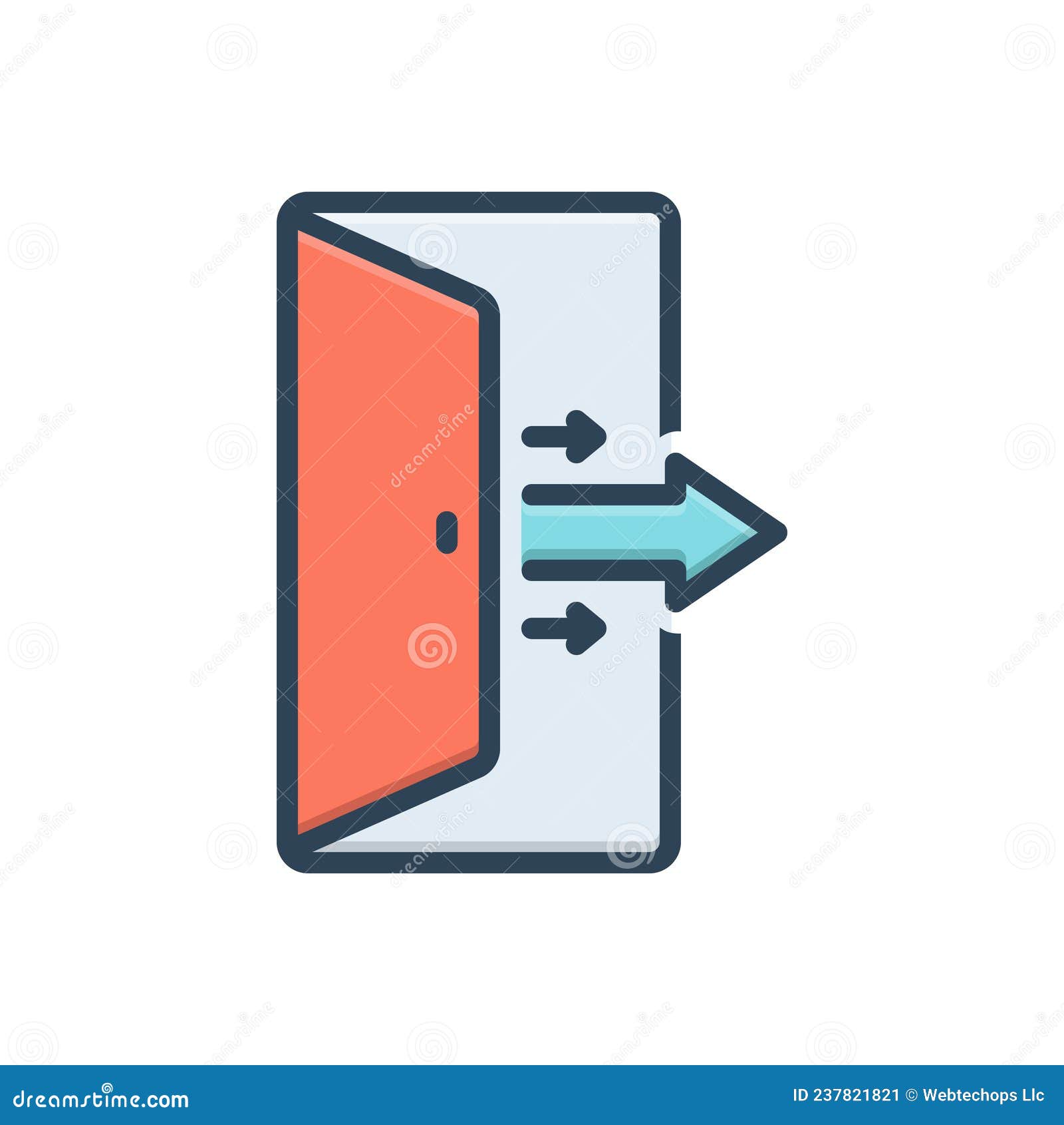Color Illustration Icon for Out, Exit and Door Stock Illustration