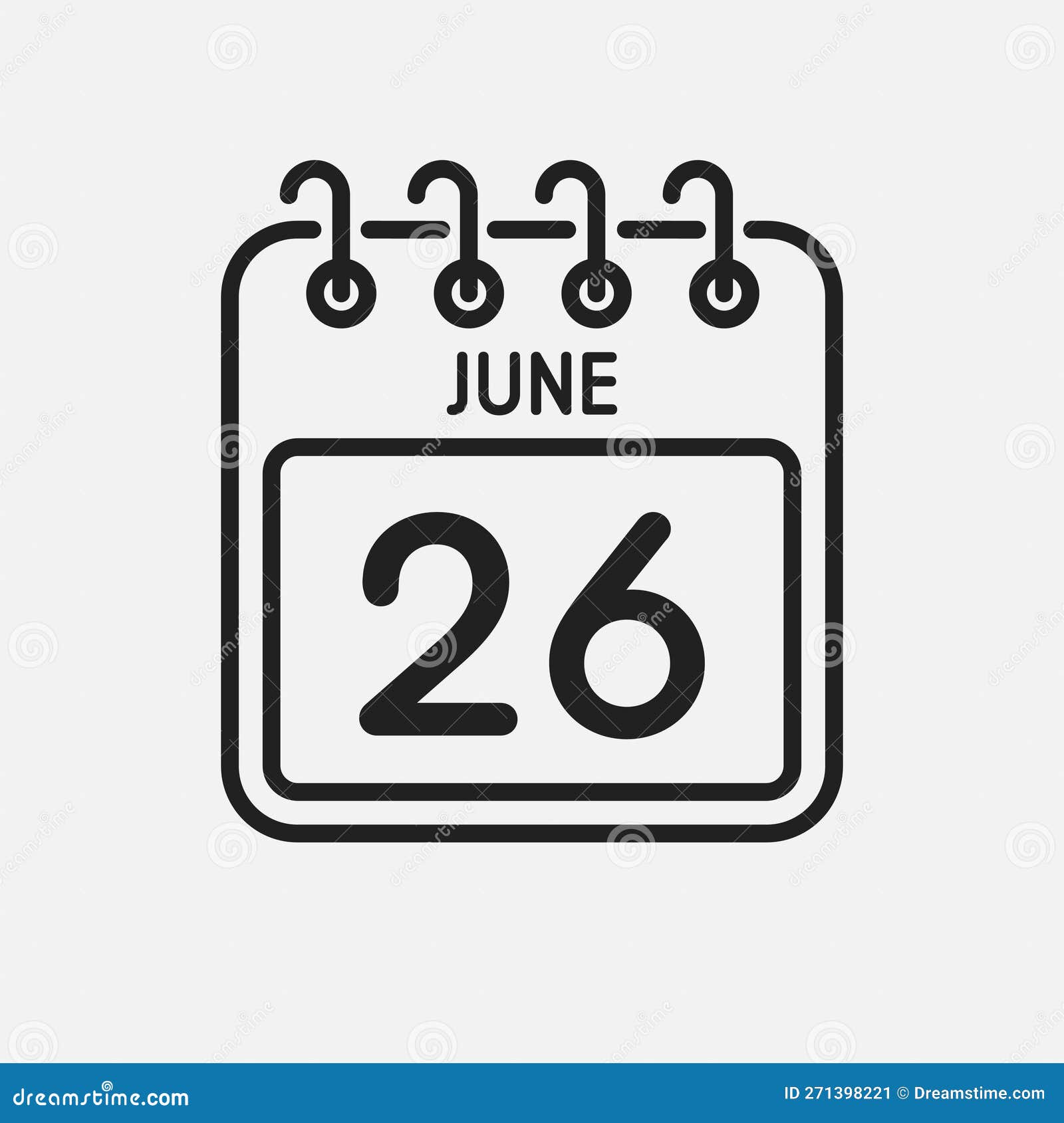 Icon Page Calendar Day 26 June Stock Illustration Illustration Of