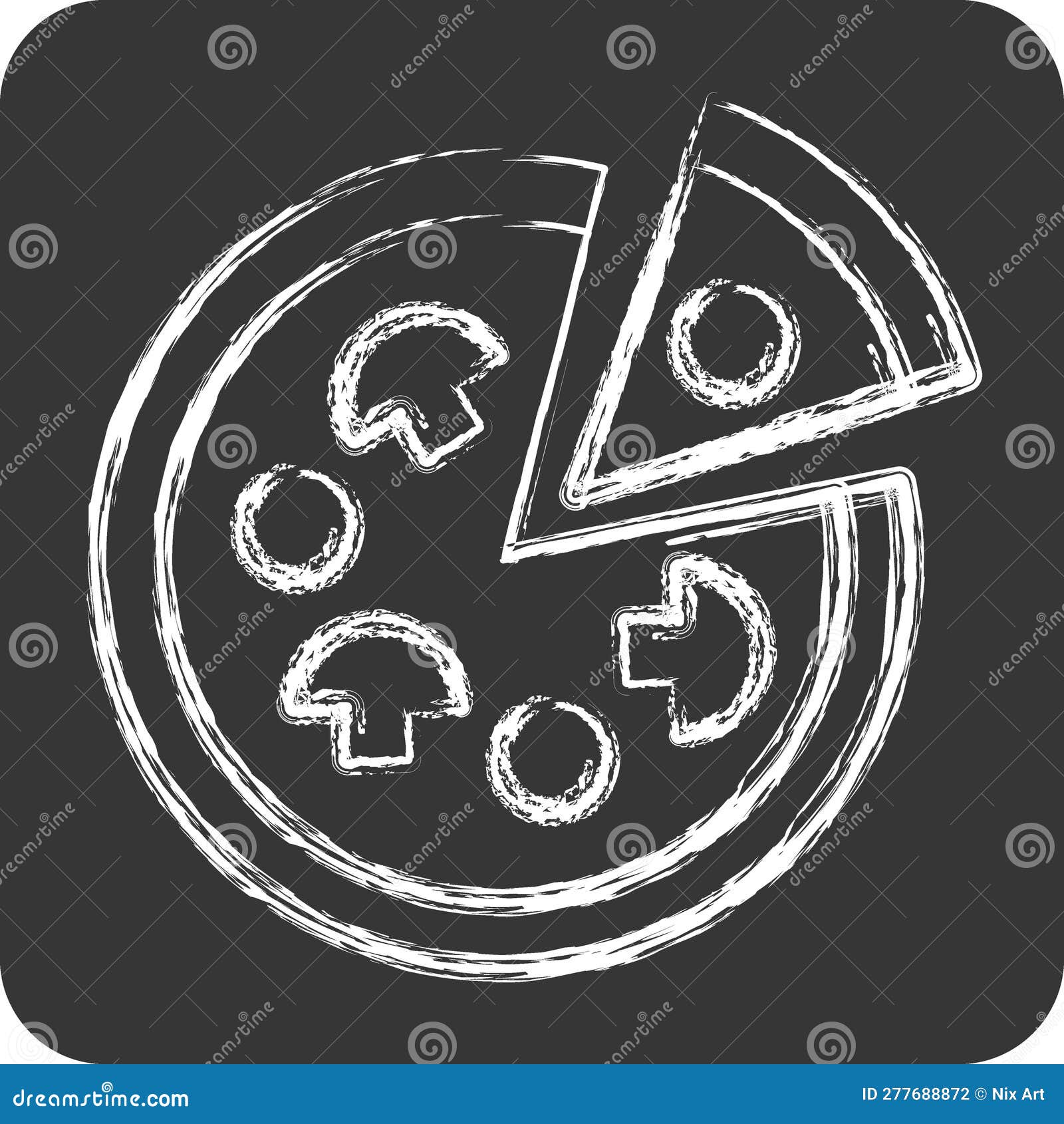 Icon Pizza. Suitable for Education Symbol. Chalk Style. Simple Design