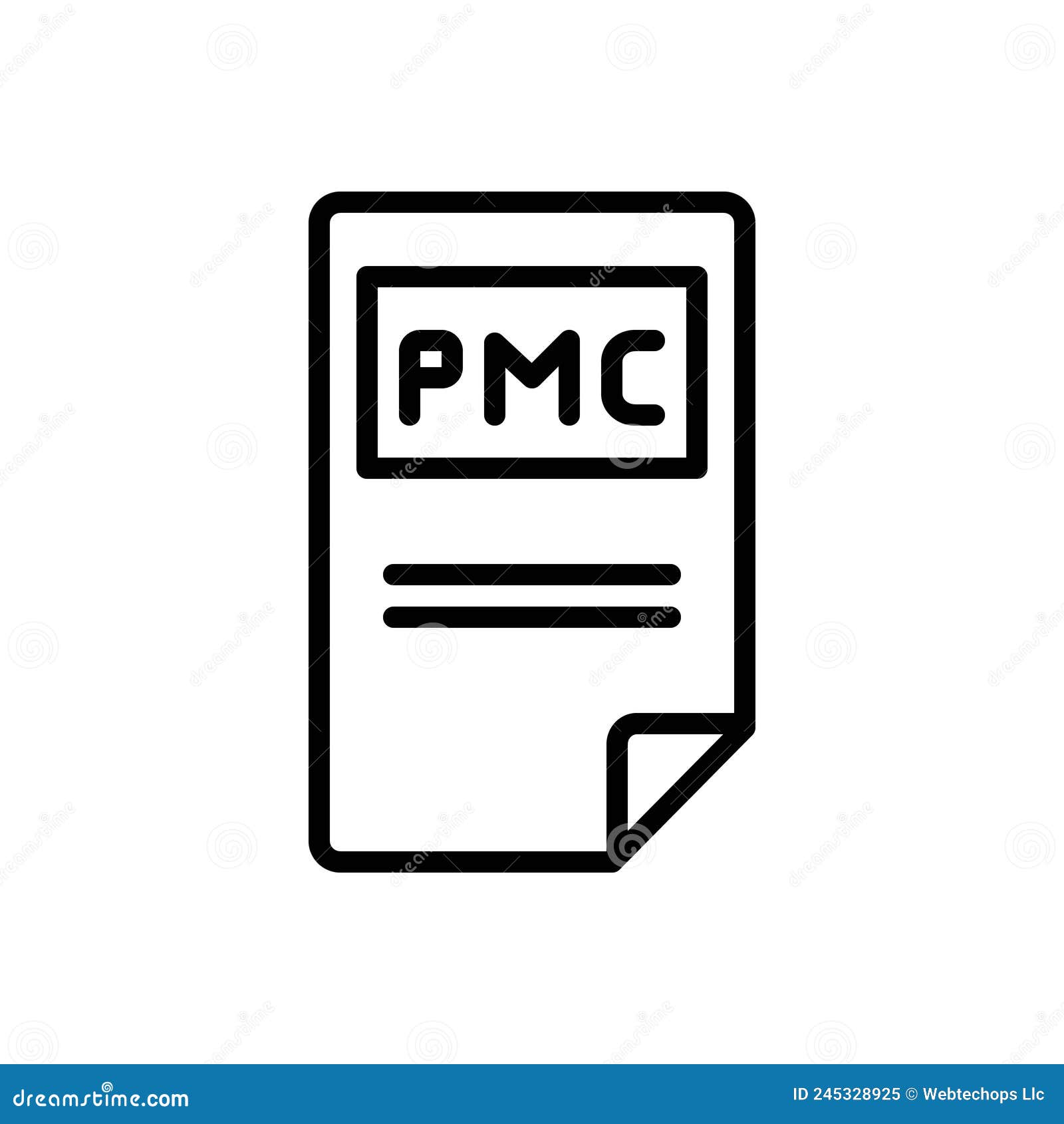 black line icon for pmc, document and file