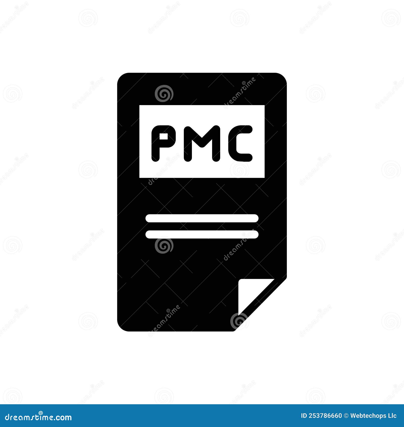 black solid icon for pmc, document and file