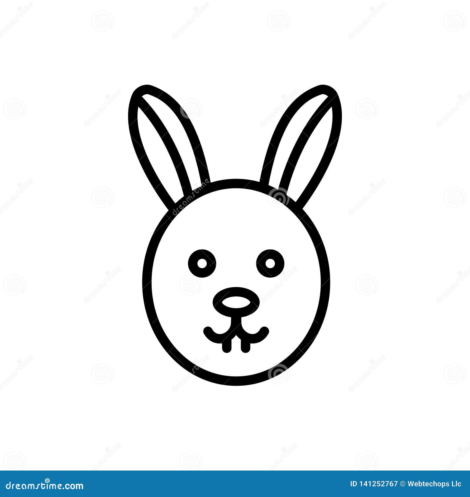 black line icon for rabbit, animal and face