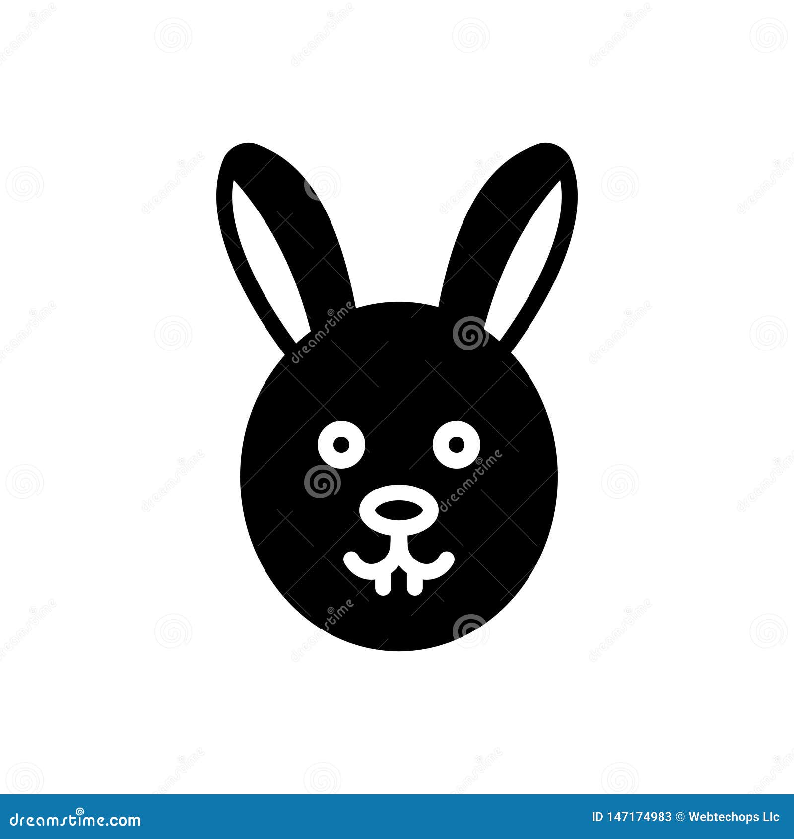 black solid icon for rabbit, conejo and animal