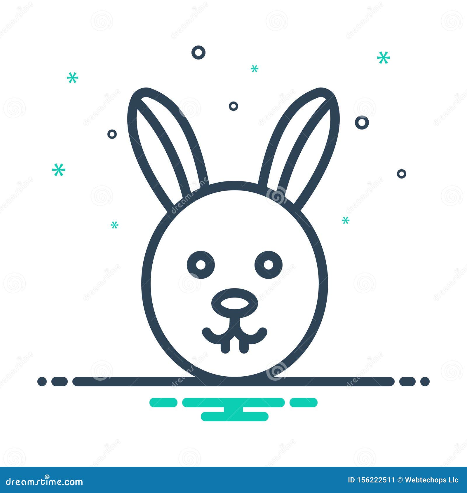 black mix icon for rabbit, conejo and face