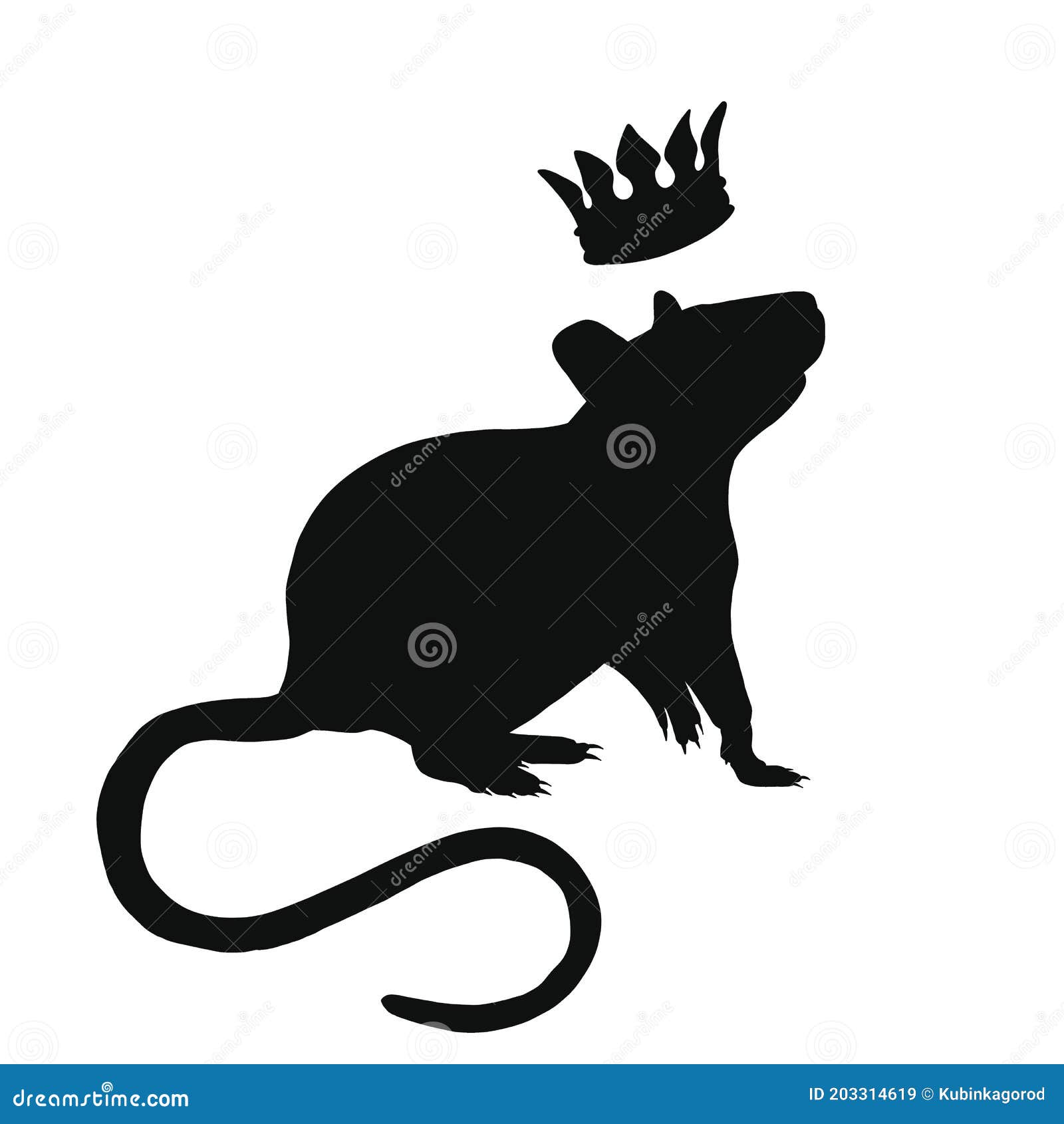 Scary, black rat king character, with symbolic golden crown Stock Vector
