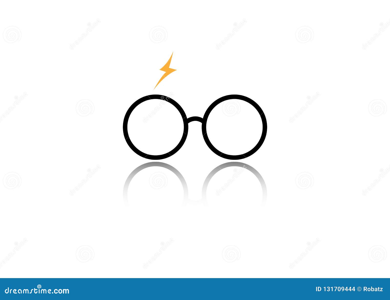 icon of a round glasses, minimal potter style, 