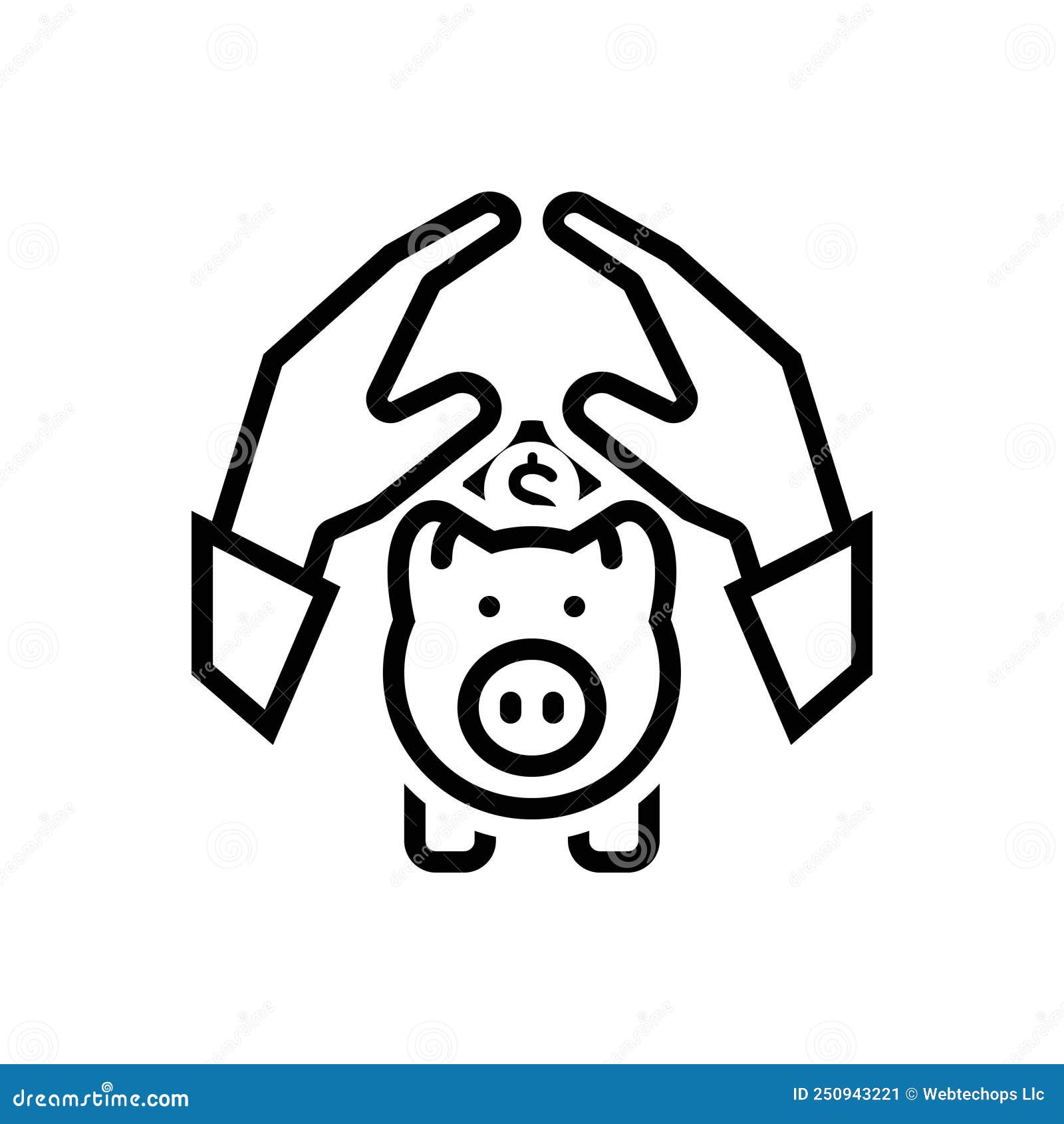 black line icon for savings, parsimony and fund