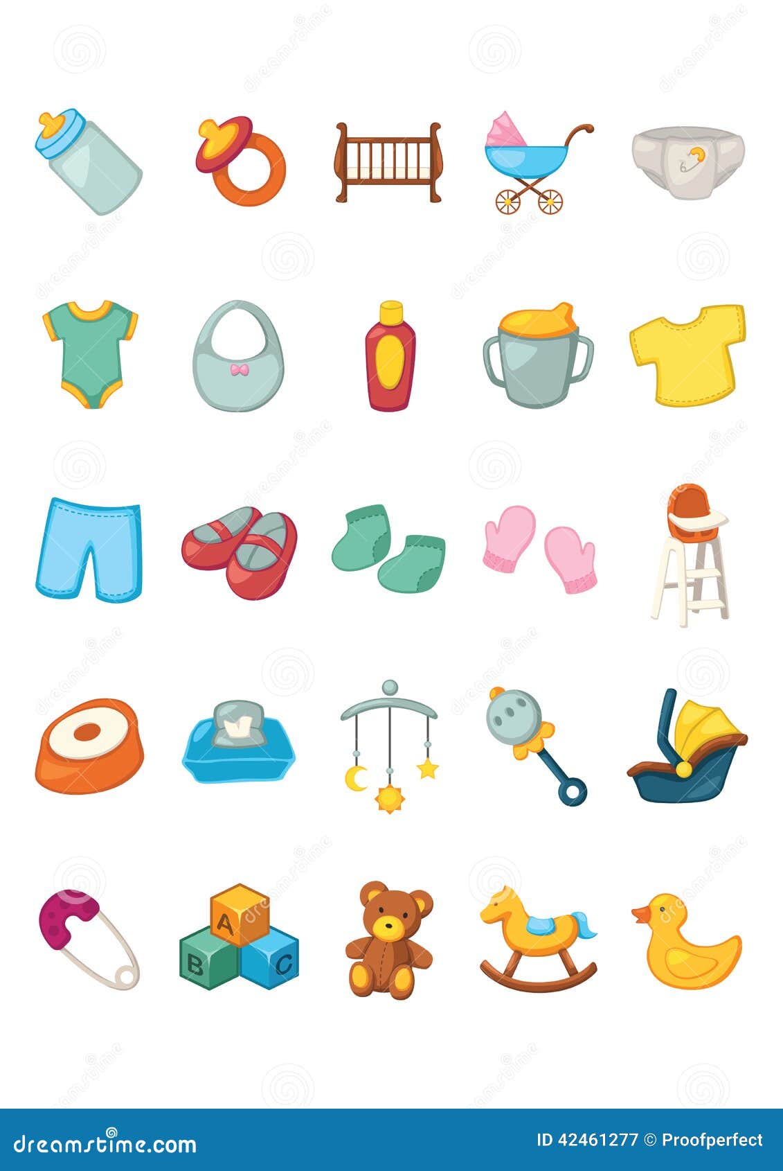 Download Icon set - Baby products stock vector. Illustration of ...