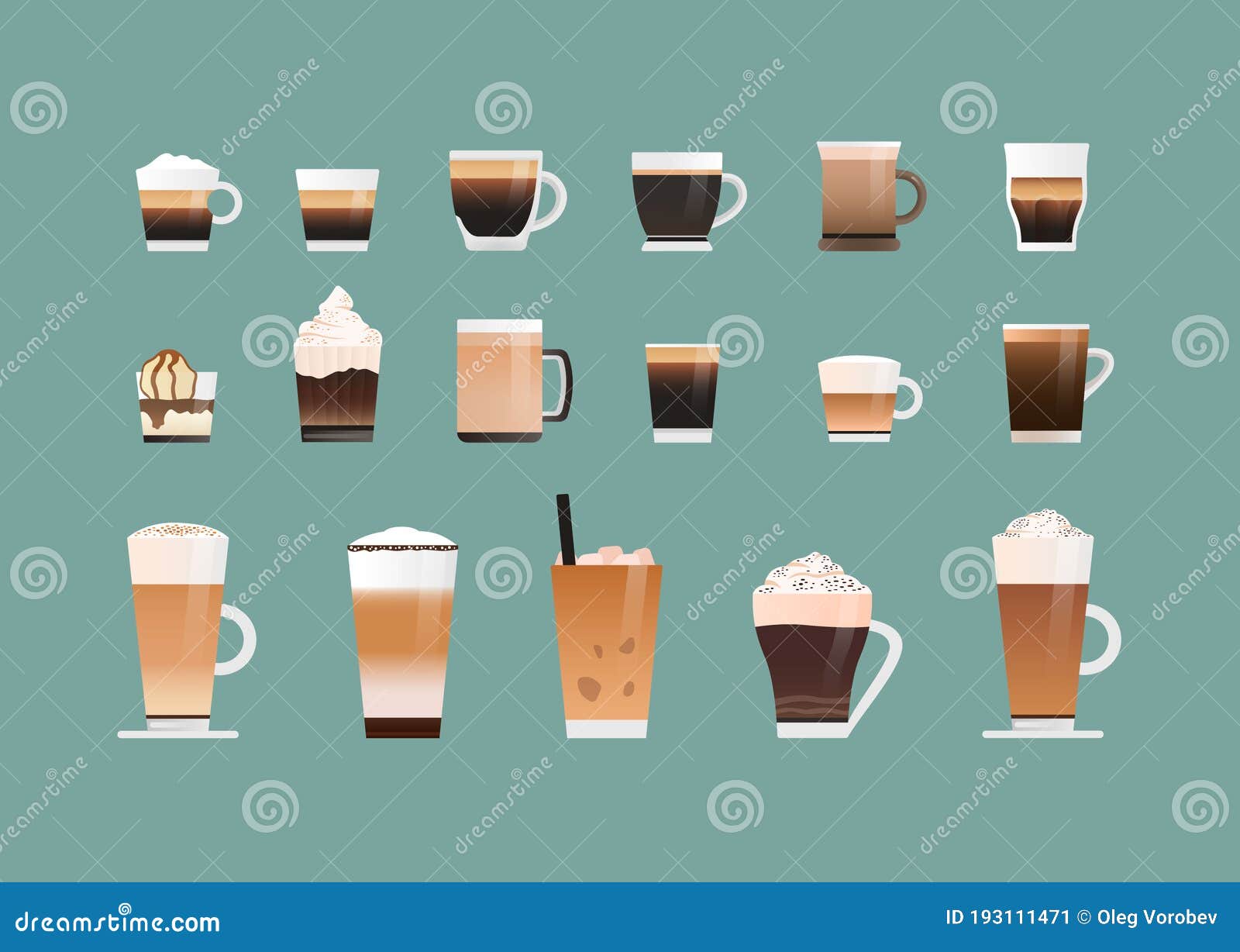 Icon set of coffee types stock vector. Illustration of flaticons