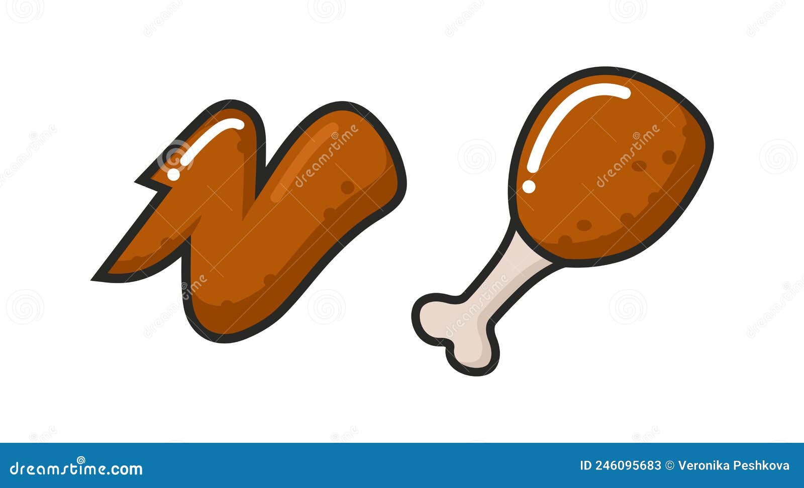 icon set. flat chicken vings and chicken tighs.   logo, ad and menu